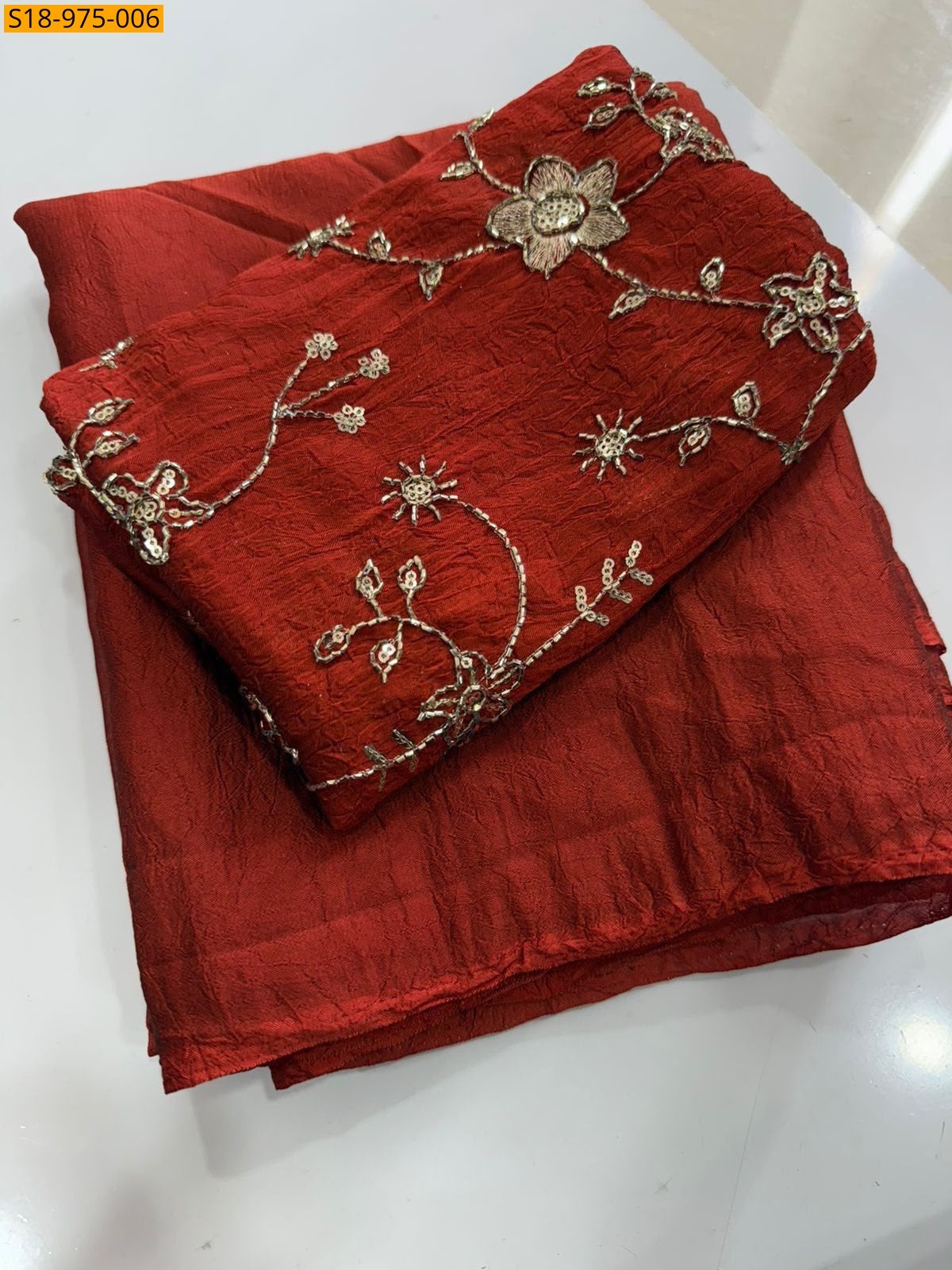 Reddish orange Fancy Rangoli Crush Saree