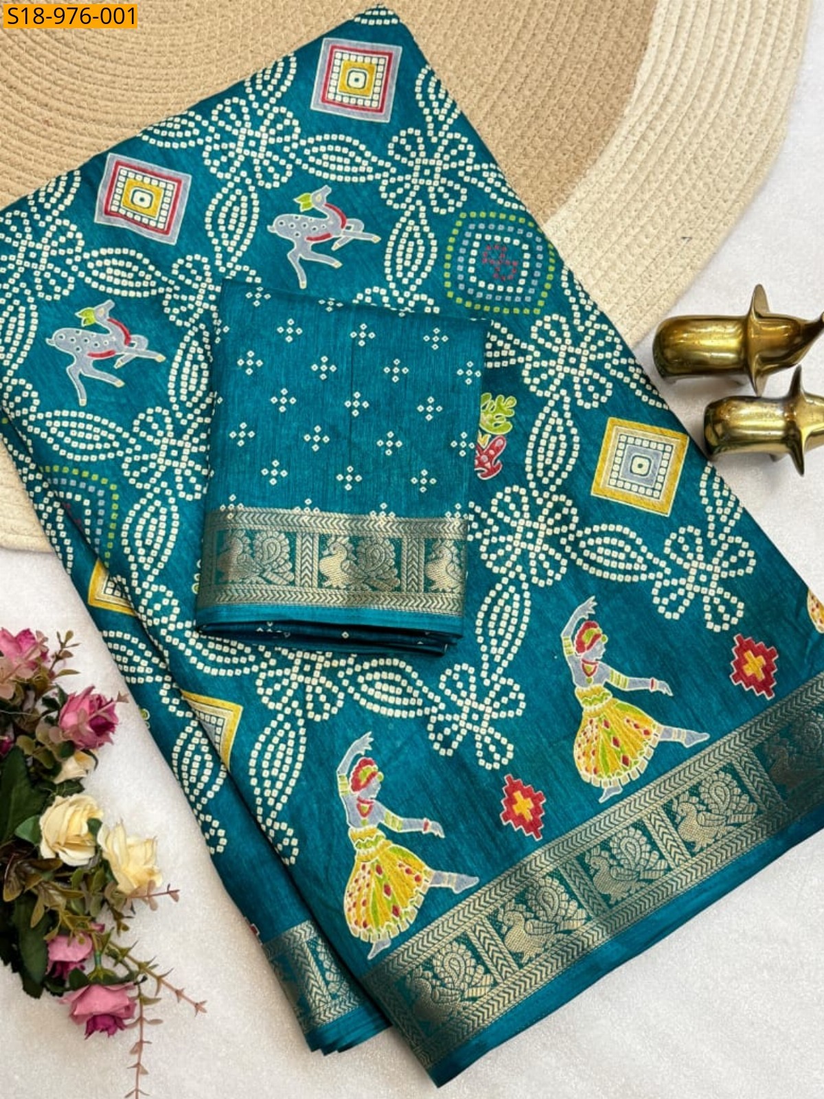 Rama Blue Fancy Tussar Silk Saree