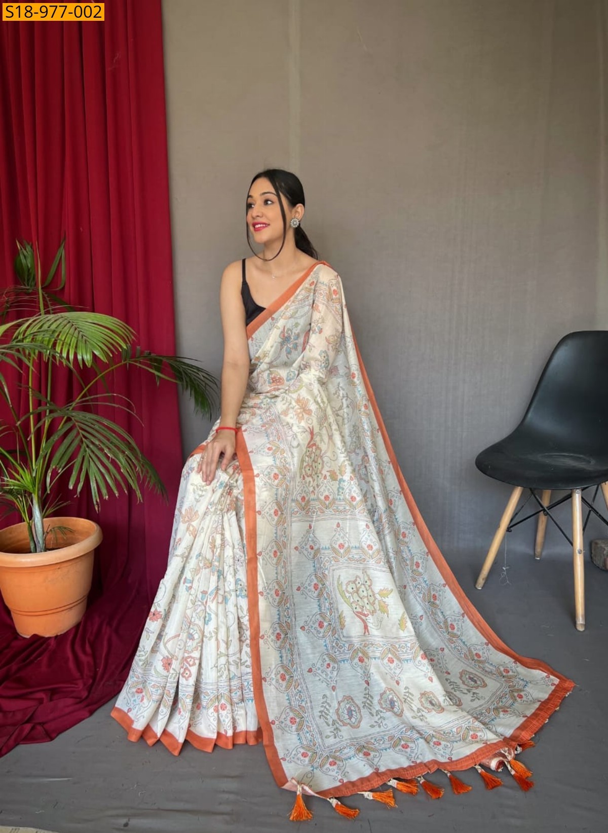 Orange Fancy Malai Cotton Sarees
