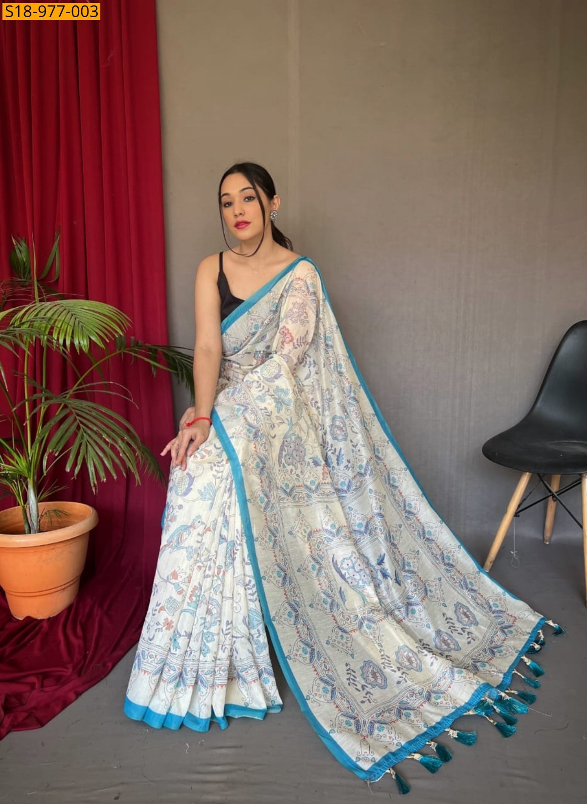 Sky Blue Fancy Malai Cotton Sarees