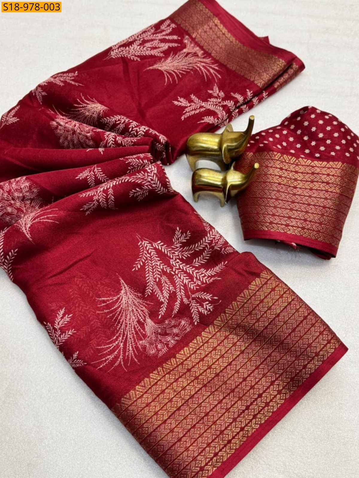 Red Fancy Marshmellow Sarees