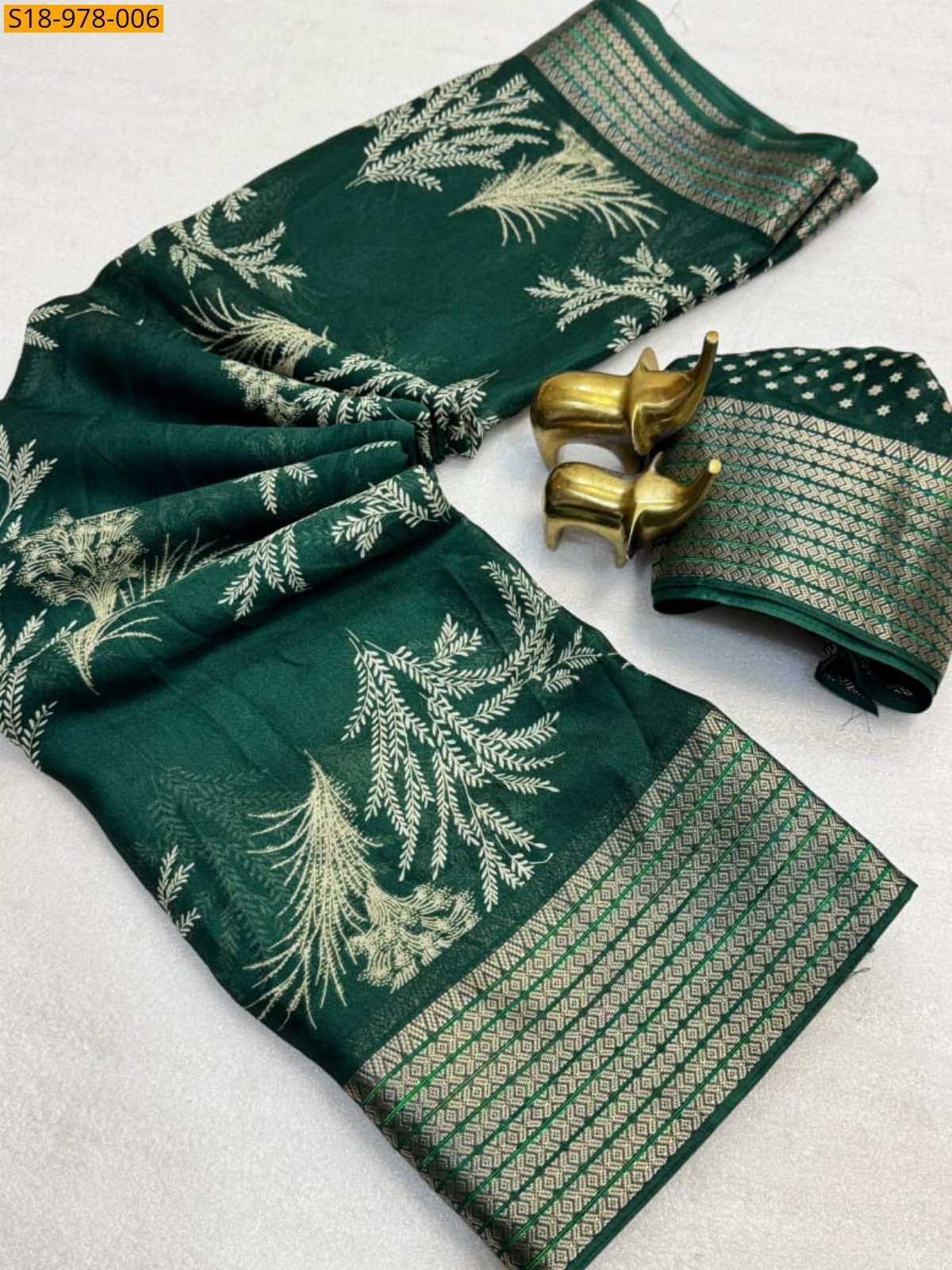 Green Fancy Marshmellow Sarees