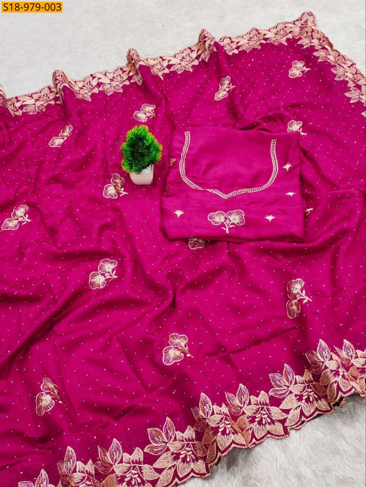 Pink Fancy Vichitra Silk Sarees