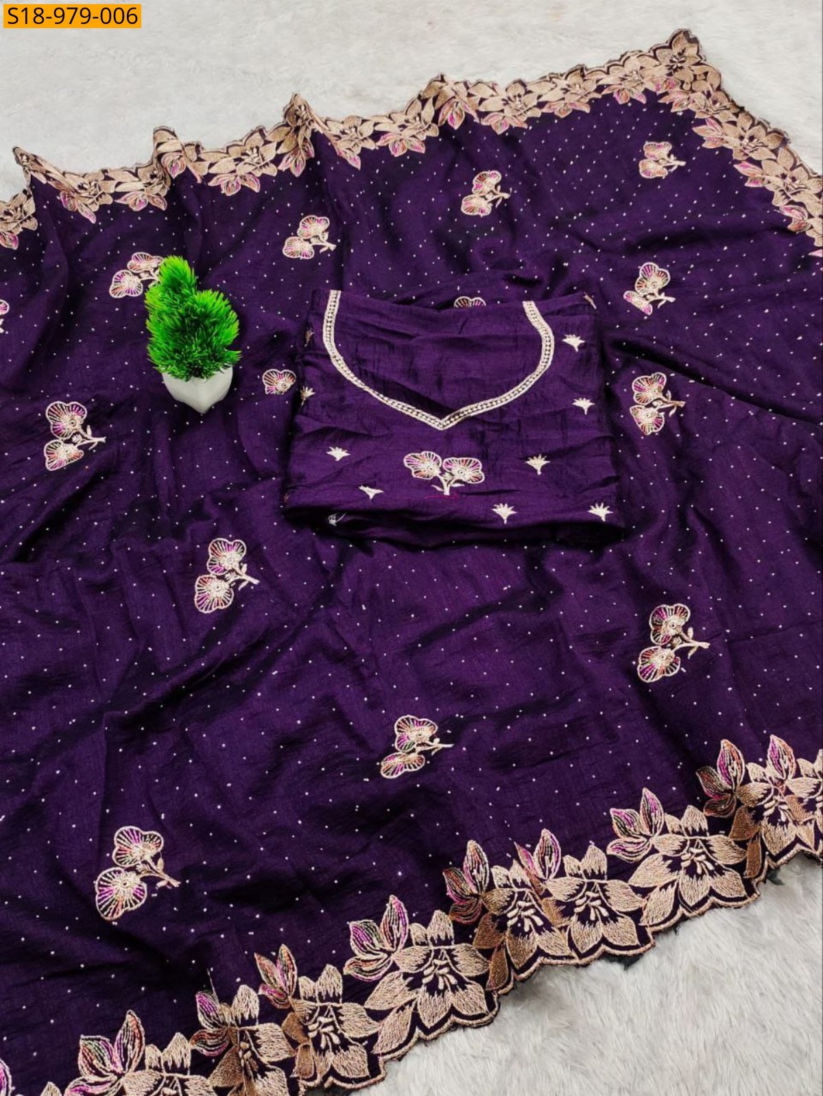 Dark Purple Fancy Vichitra Silk Sarees