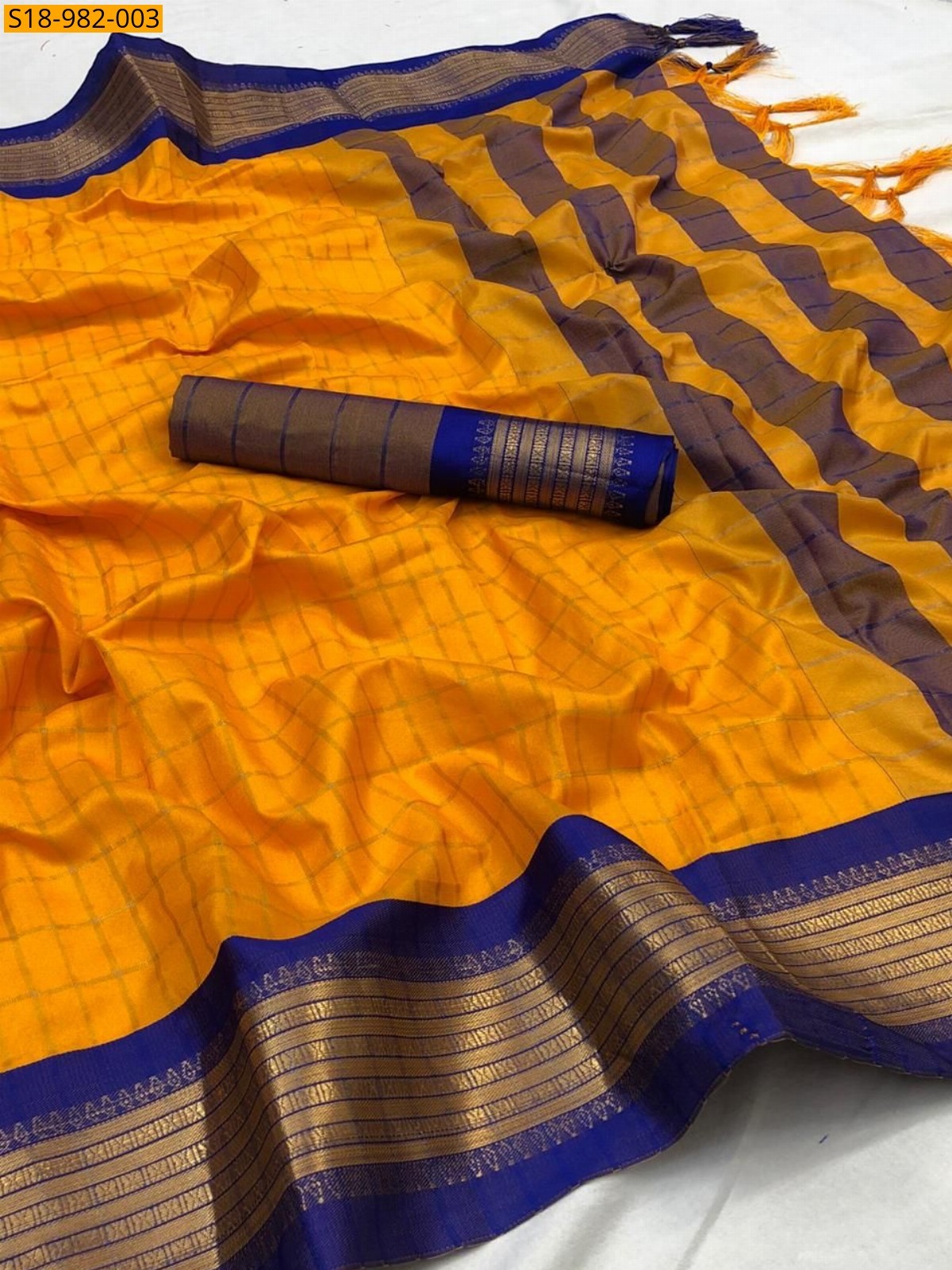 Orange Fancy Cotton Silk Sarees