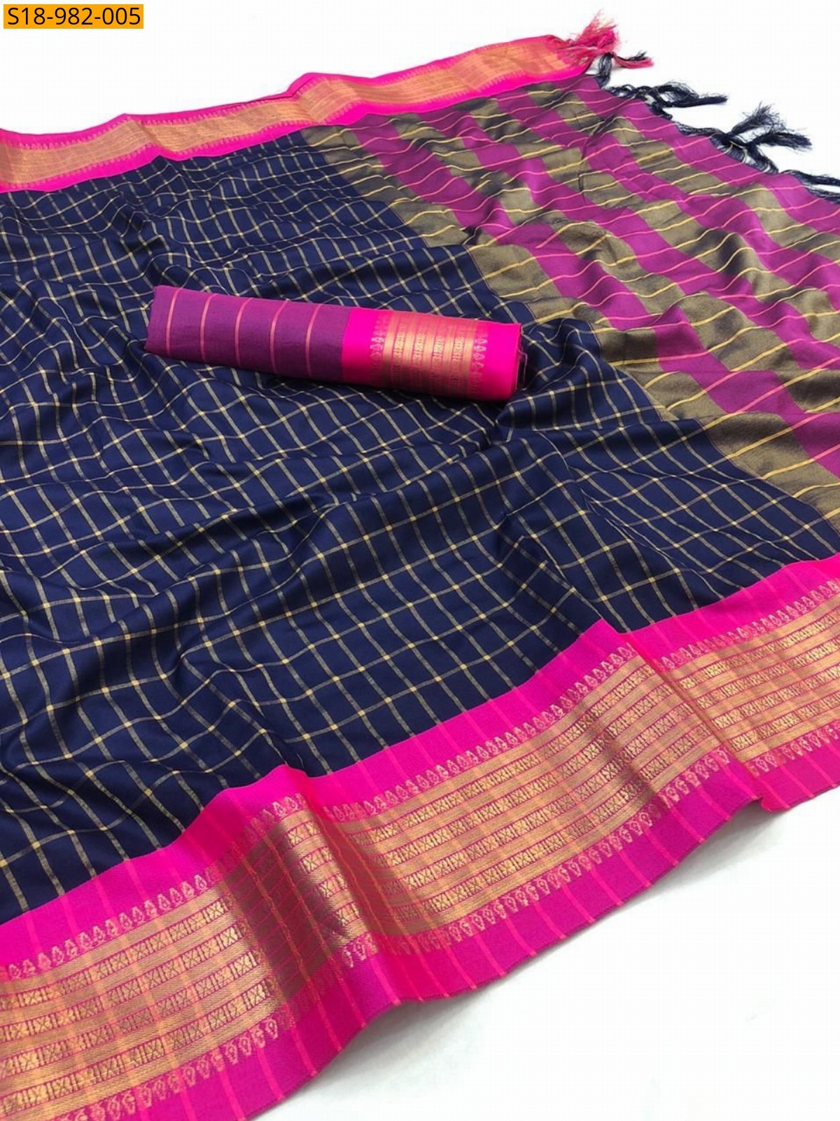 Navy Blue Fancy Cotton Silk Sarees