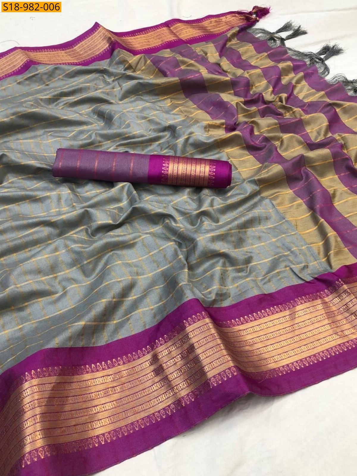 Grey Fancy Cotton Silk Sarees