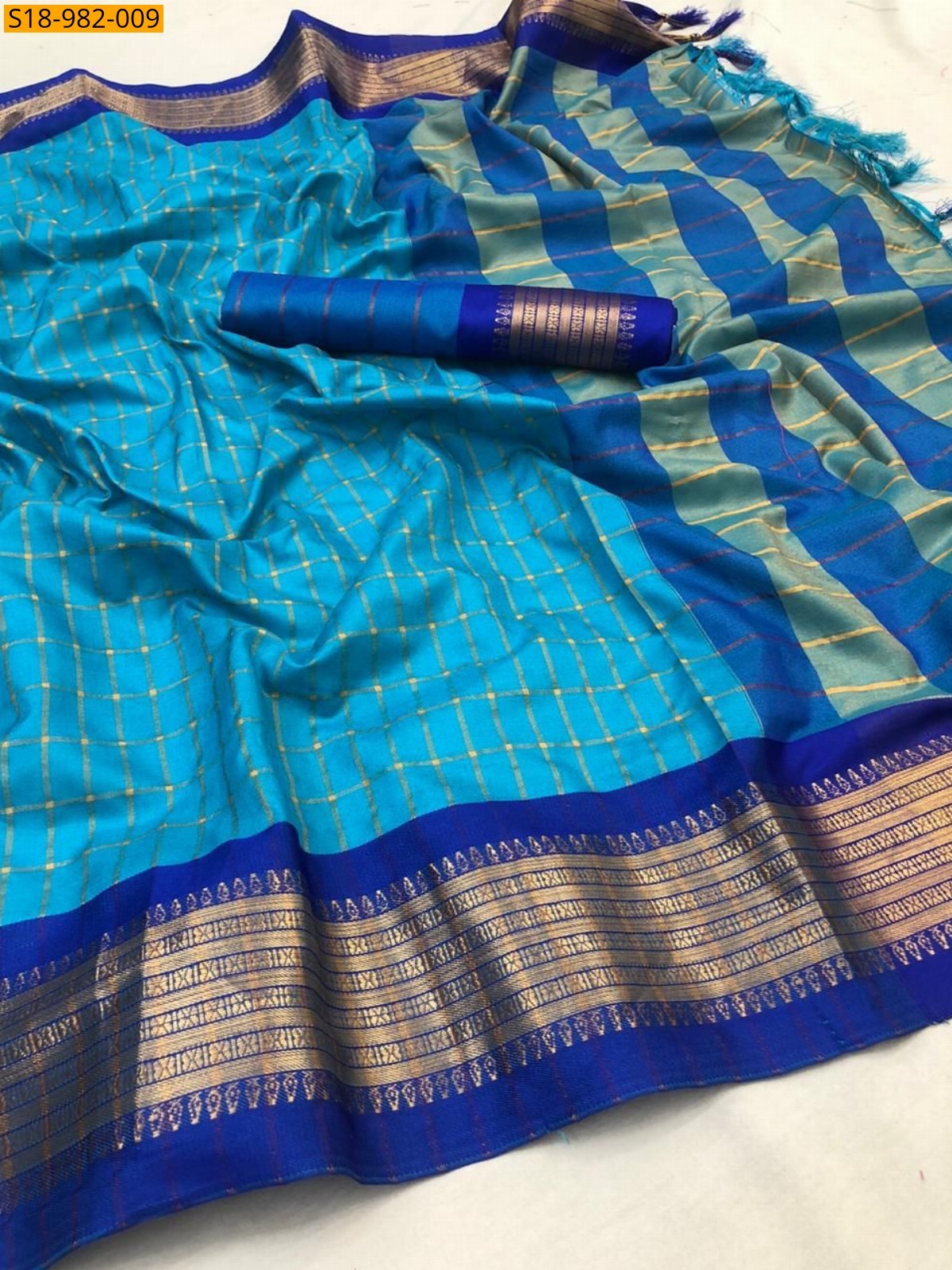 Sky Blue Fancy Cotton Silk Sarees