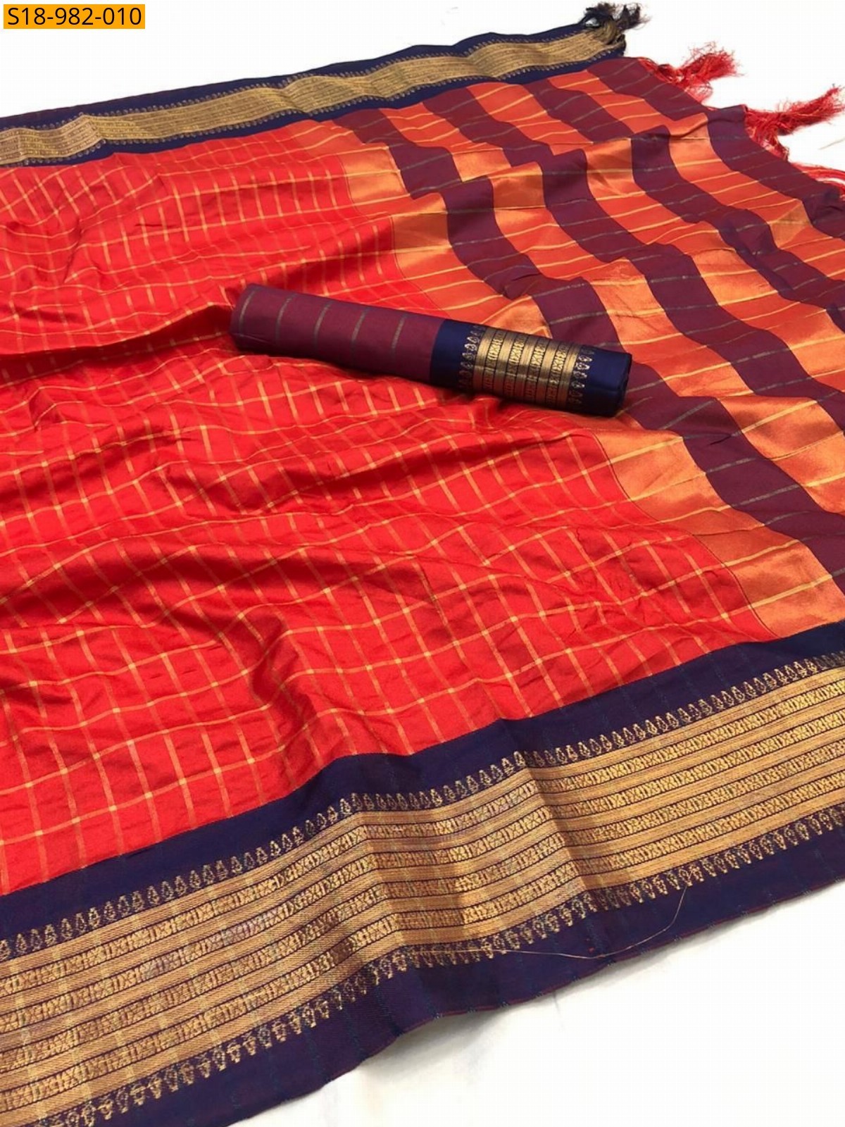 Orange Fancy Cotton Silk Sarees