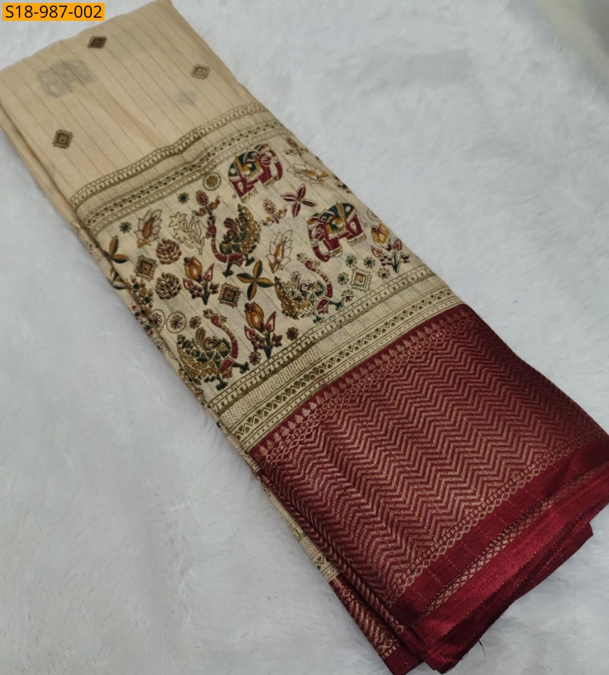Maroon Fancy Soft Dola Silk Sarees