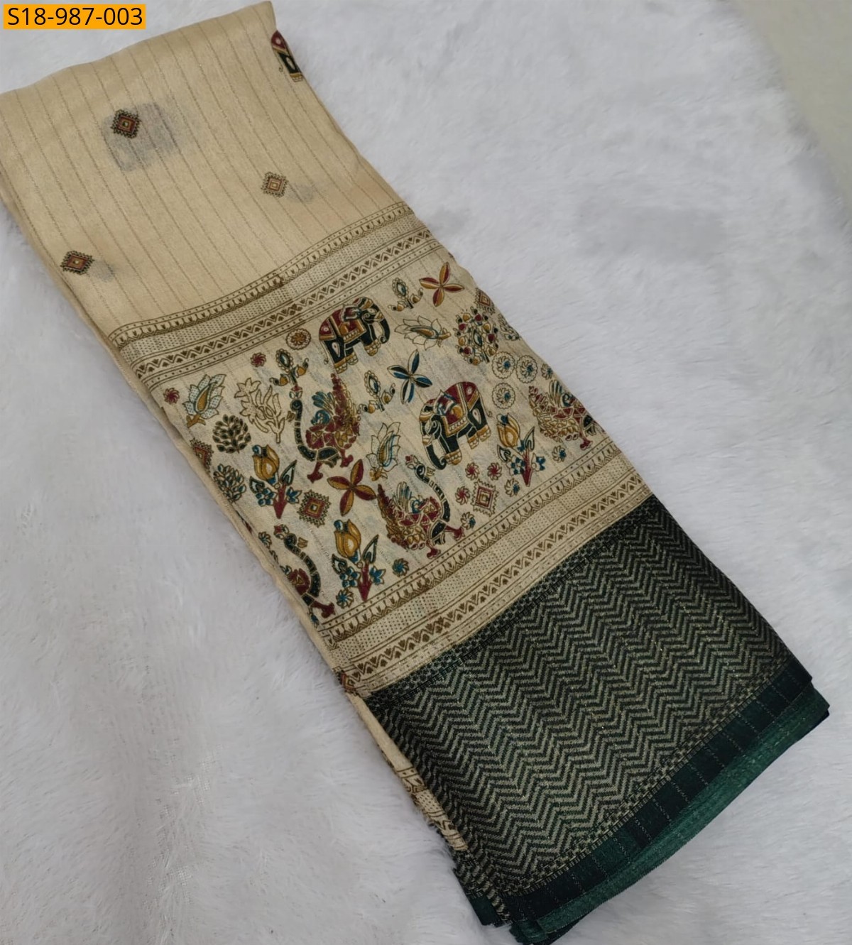 Green Fancy Soft Dola Silk Sarees