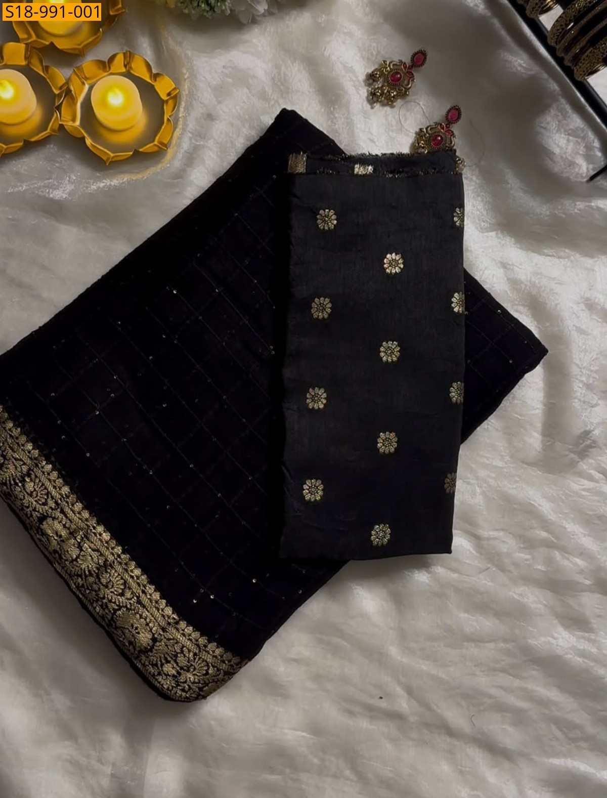 Black Fancy Viscose Georgette Sequence Saree