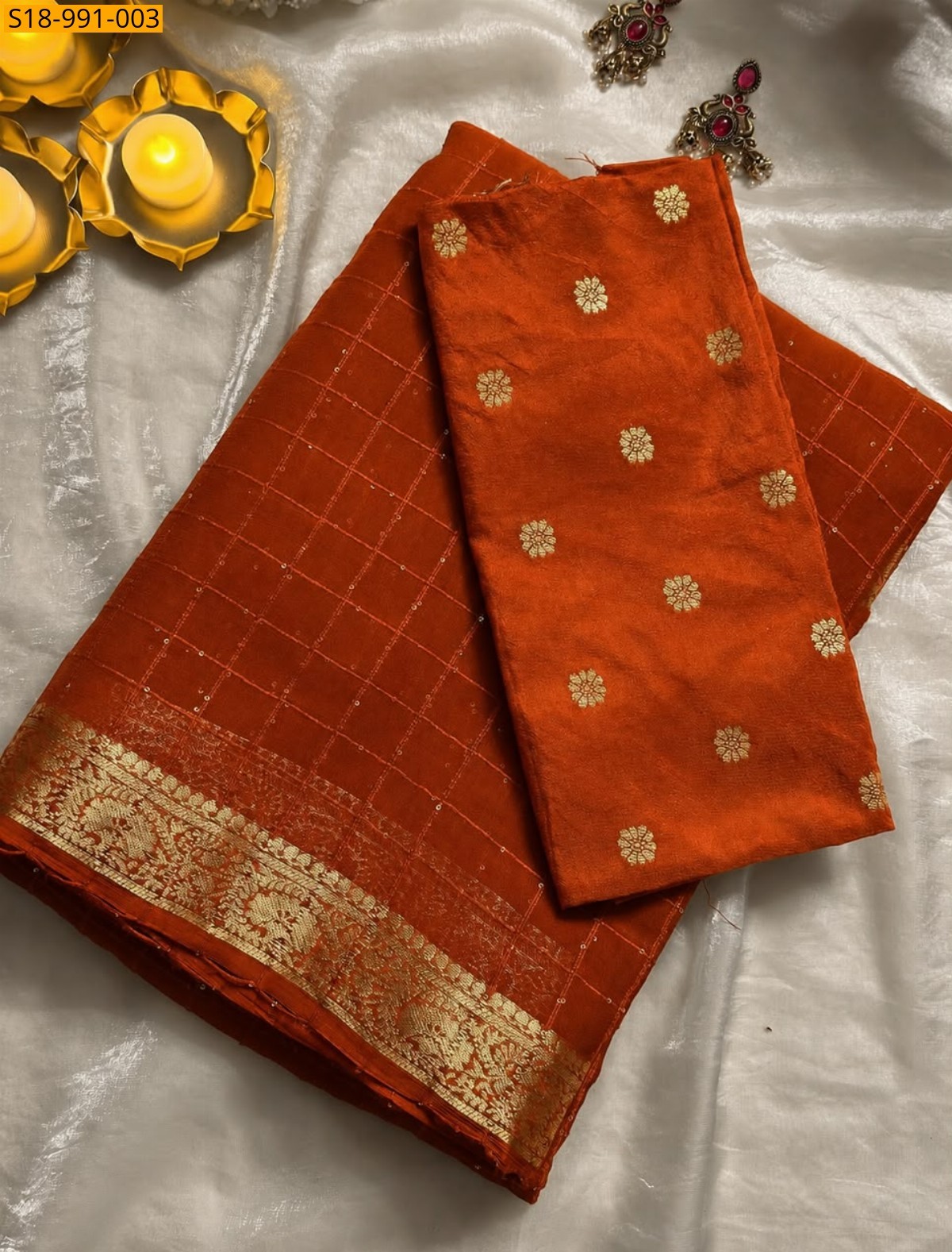 Orange Fancy Viscose Georgette Sequence Saree
