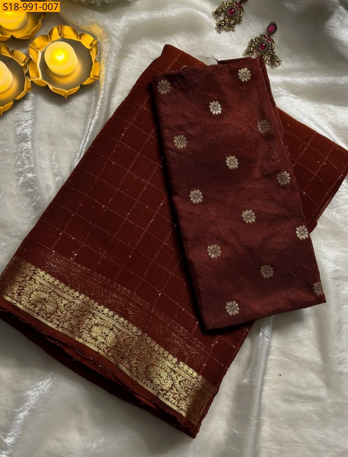 Maroon Fancy Viscose Georgette Sequence Saree