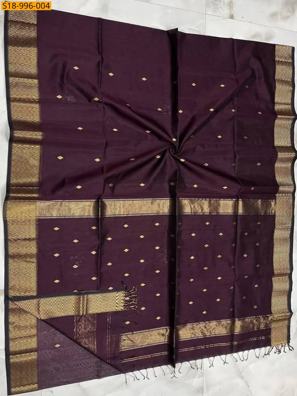 Brown Fancy Maheshwari Cotton Silk Saree