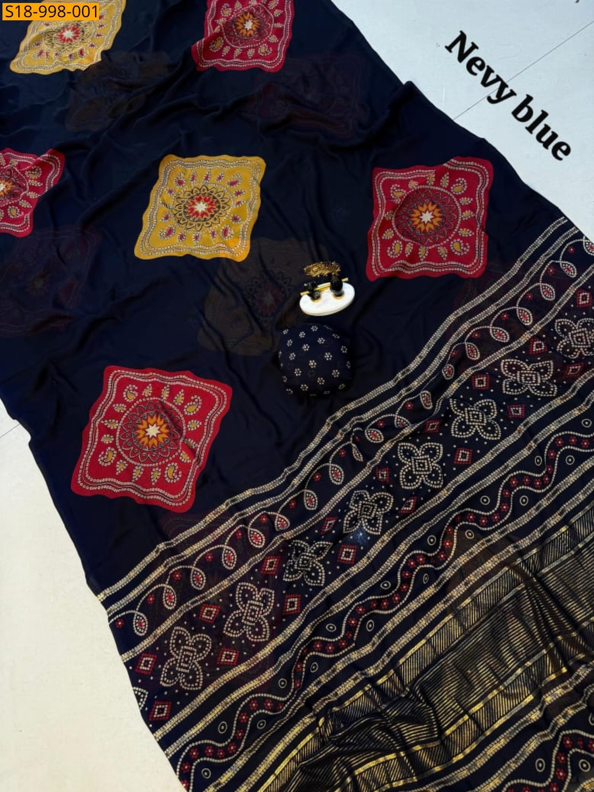 Navy Blue Fancy Georgette Saree