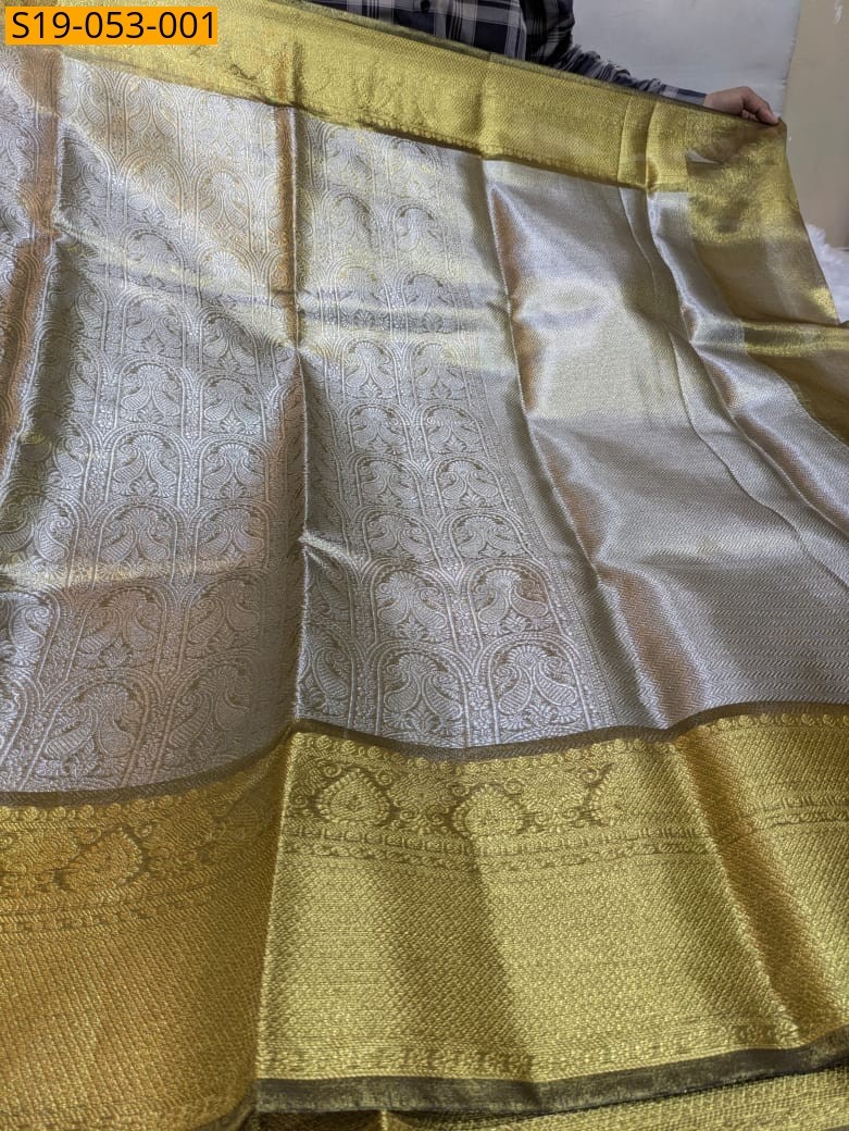 Golden Sobhita inspiredc tissue saree