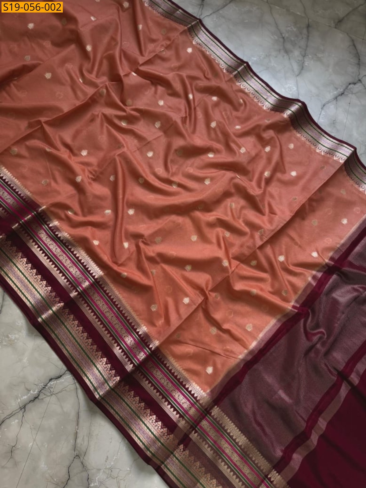 Orange Banarasi silk  saree