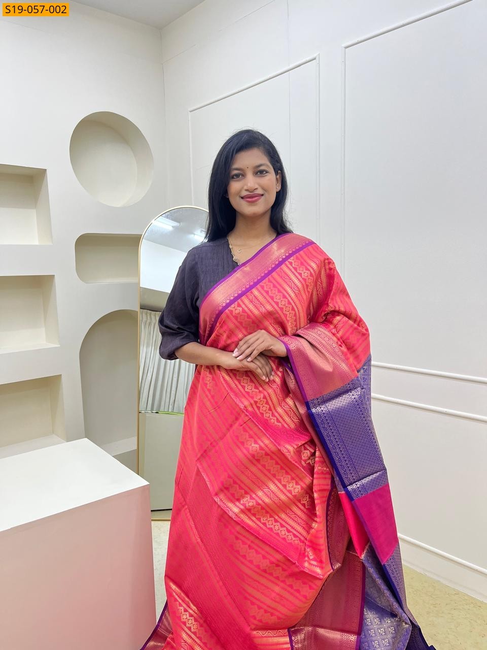 Rose Banarasi semi Silk Sarees