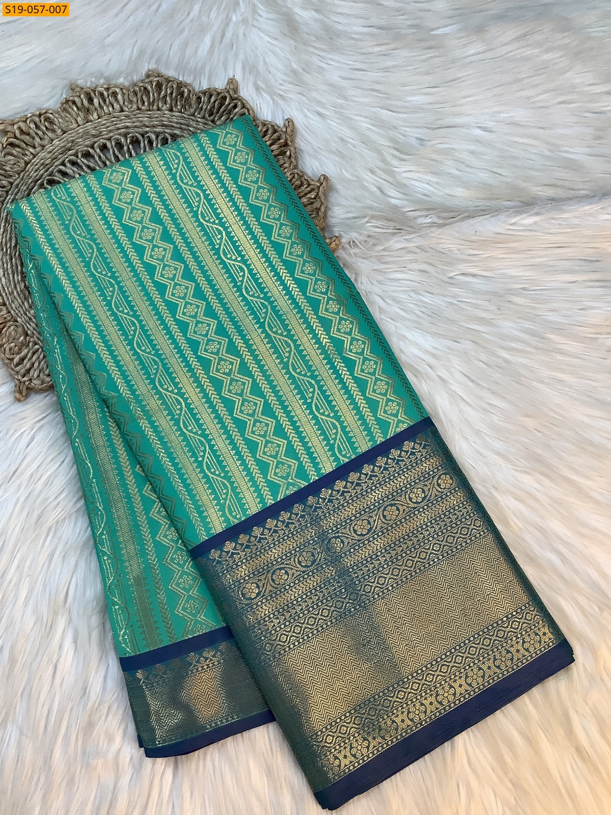 Green Banarasi semi Silk Sarees