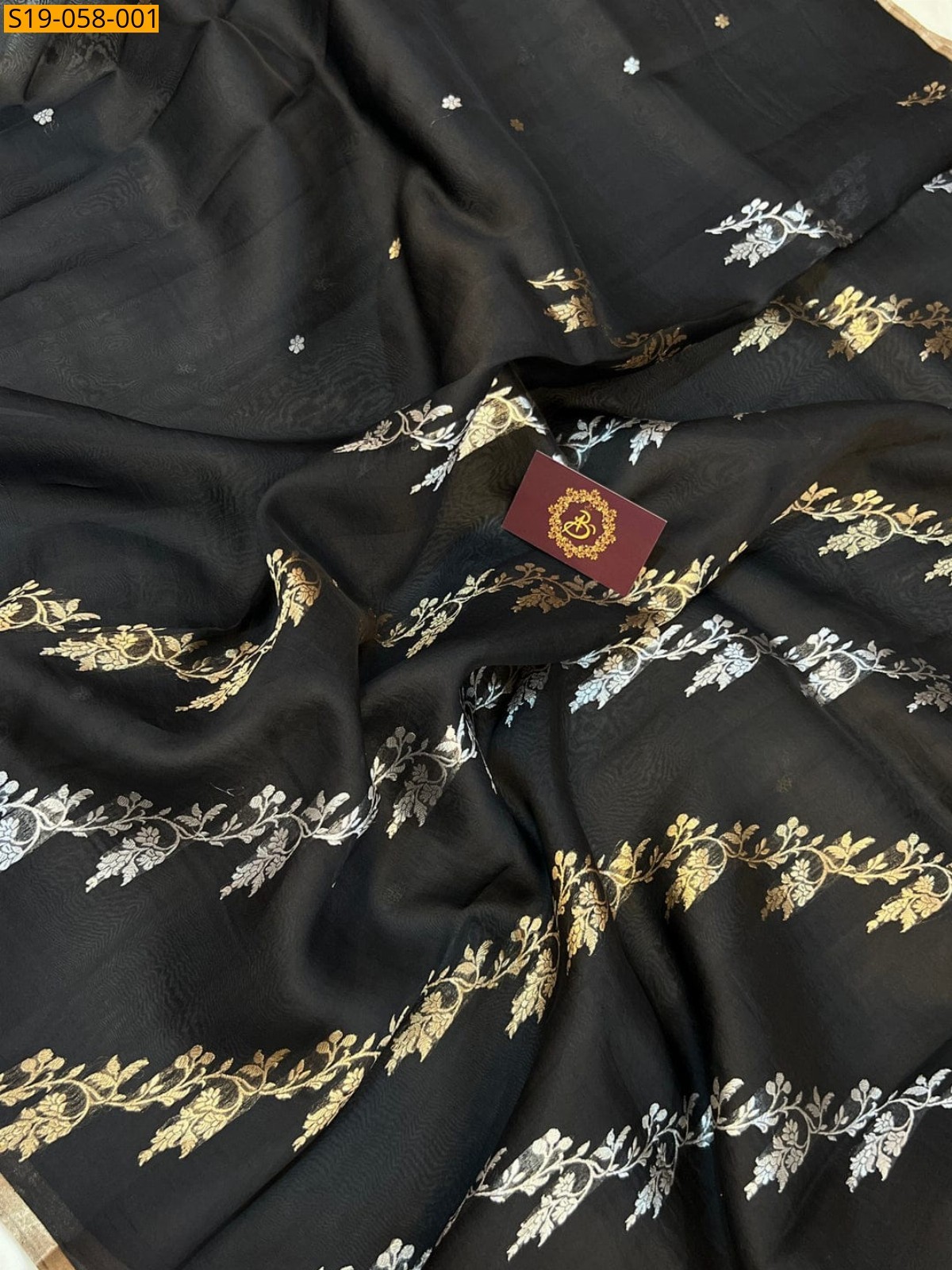 Black Banarasi silk tissue sarees