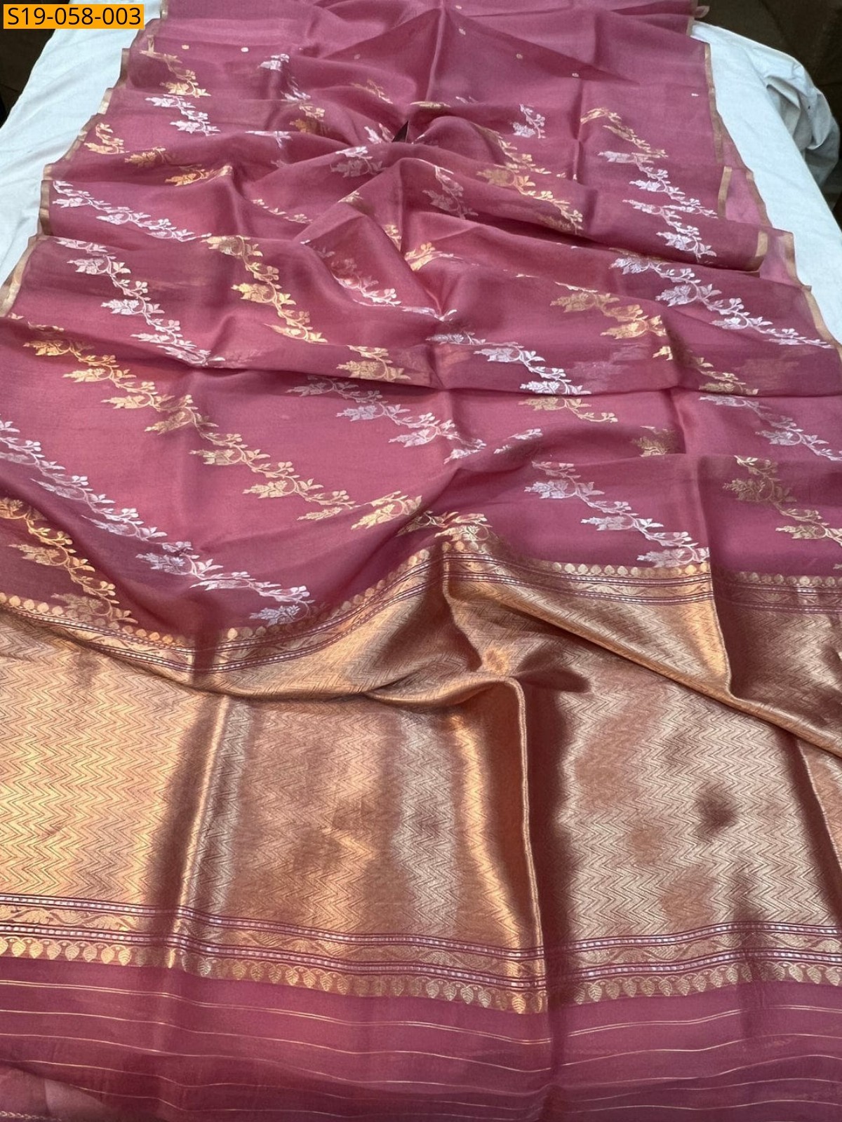 Pink Banarasi silk tissue sarees