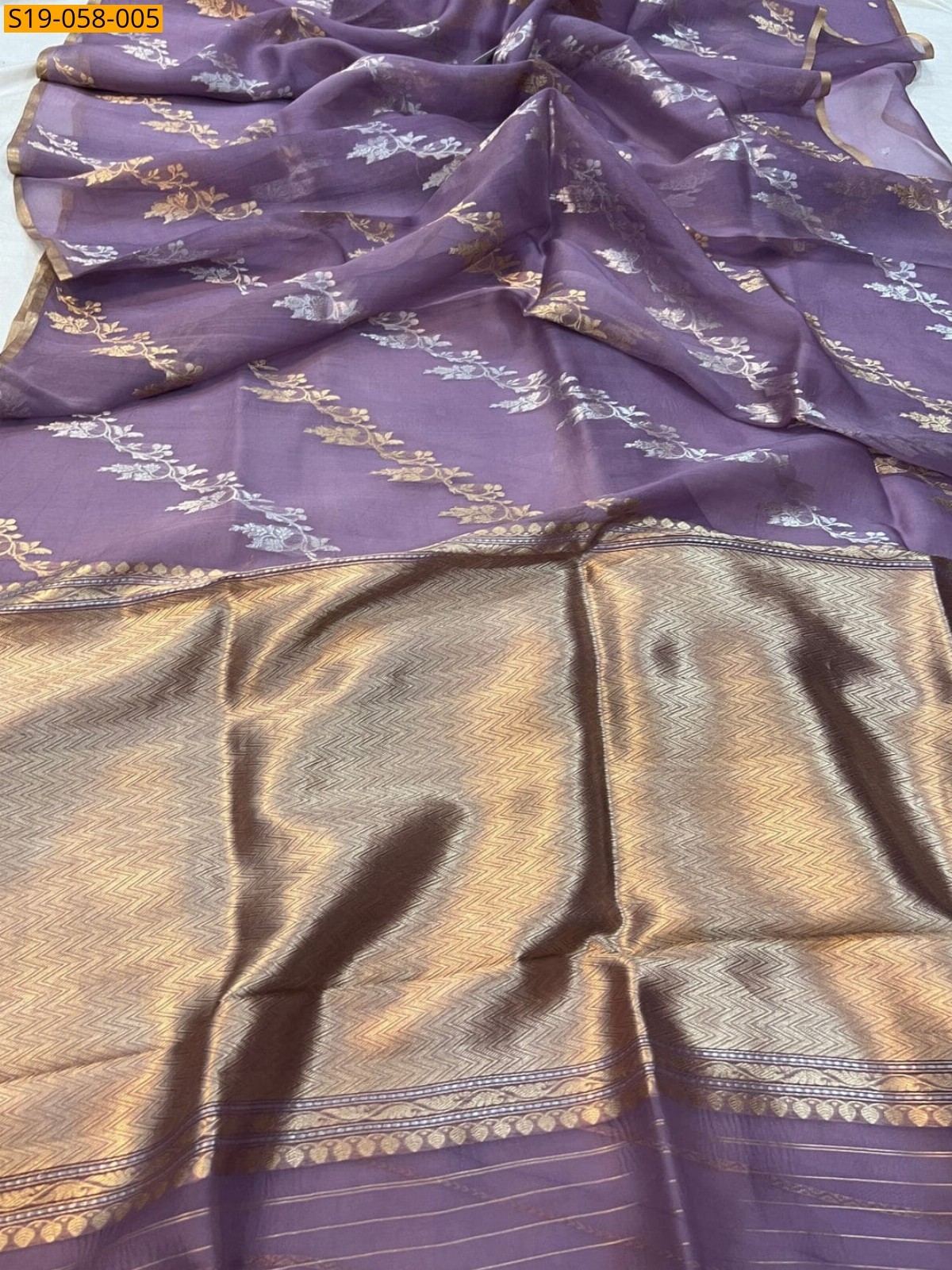 Purple Banarasi silk tissue sarees