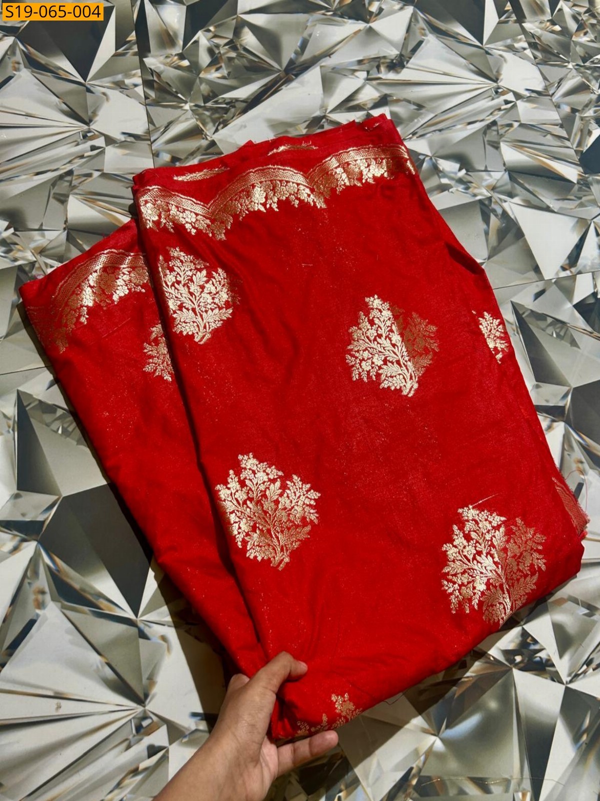 Orange Banarasi silk tissue saree