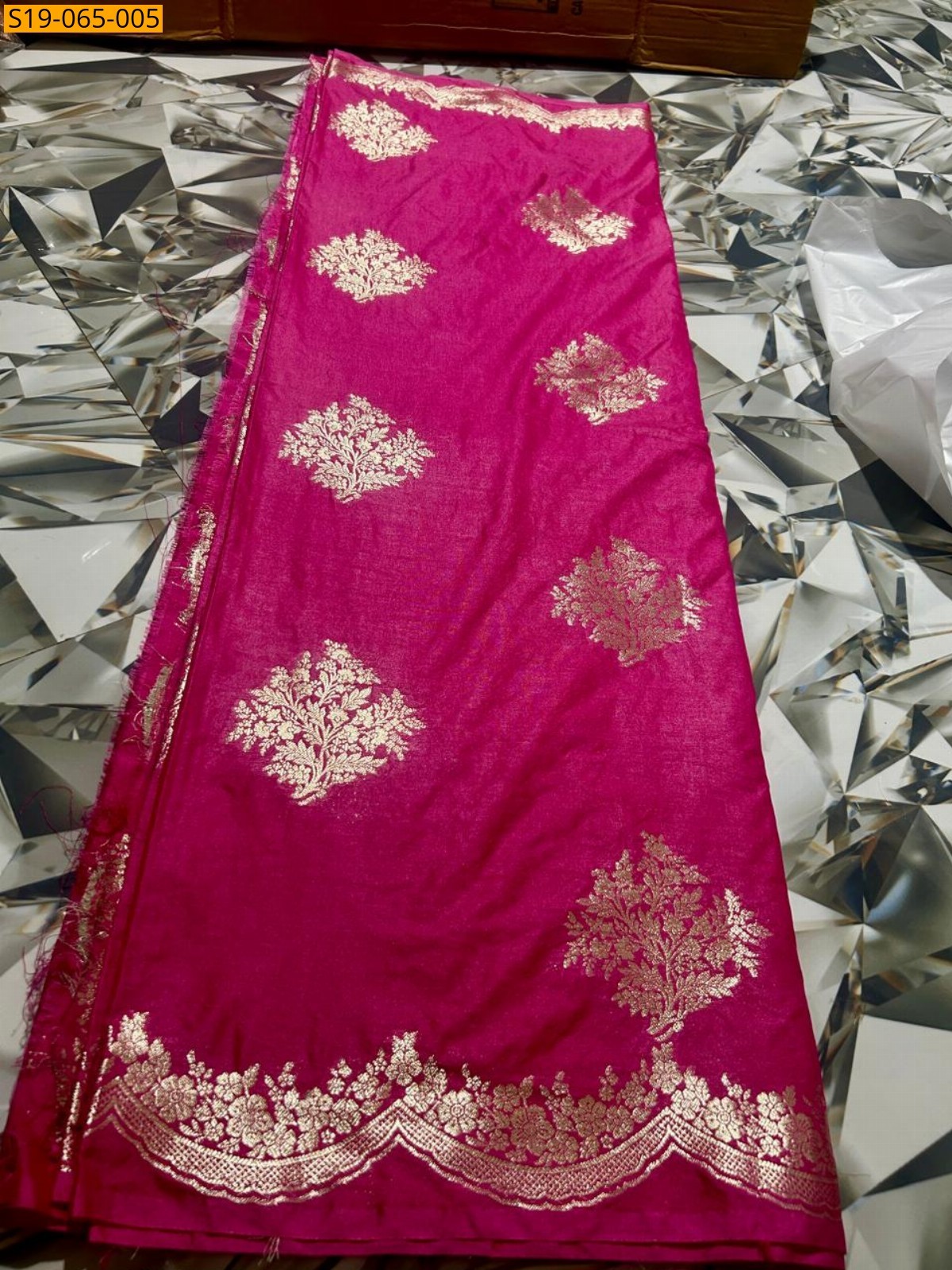 Pink Banarasi silk tissue saree