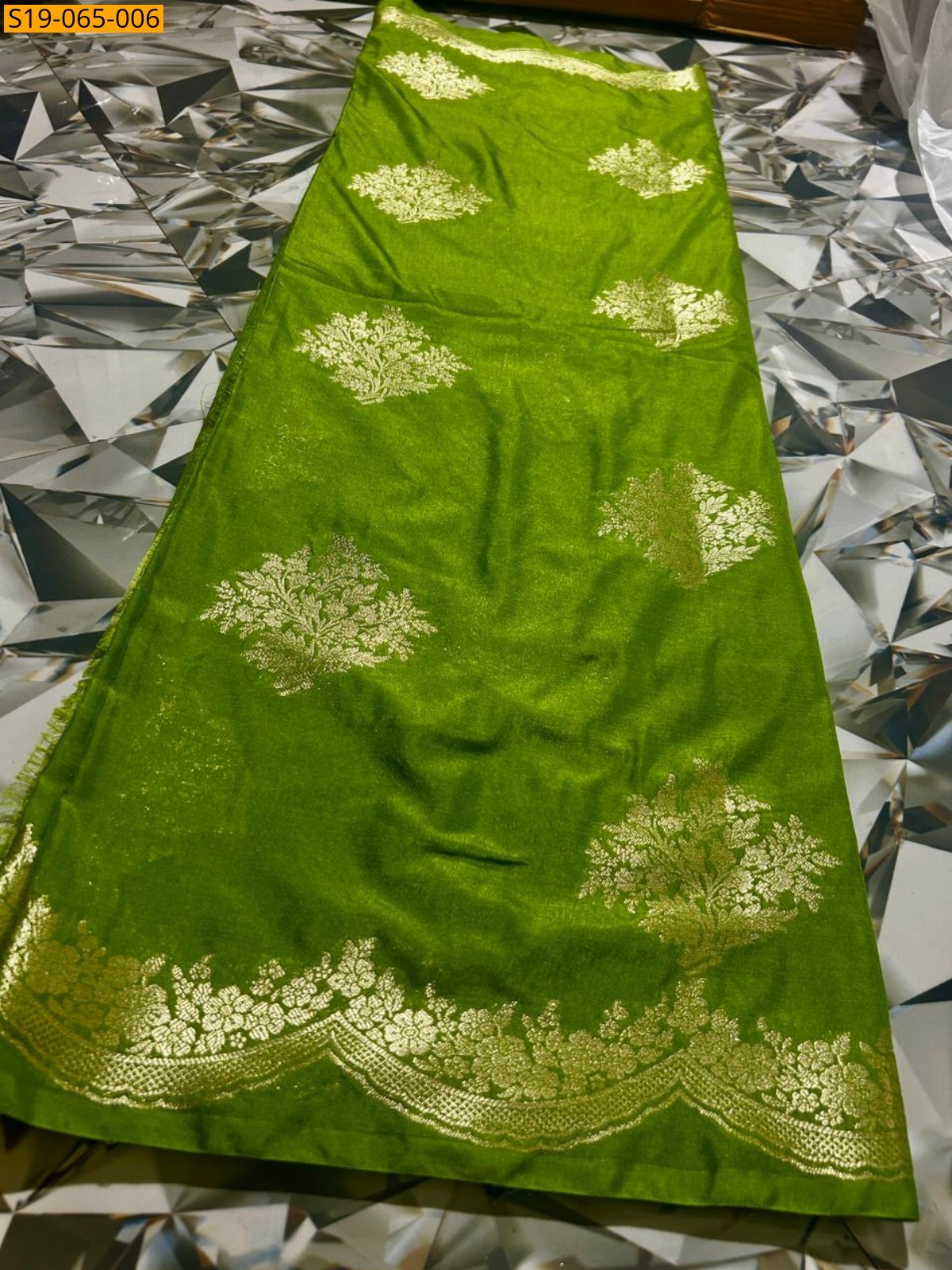 Green Banarasi silk tissue saree