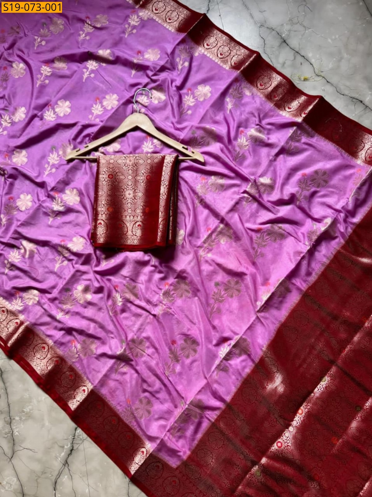 Pink Banarasi semi silk  saree