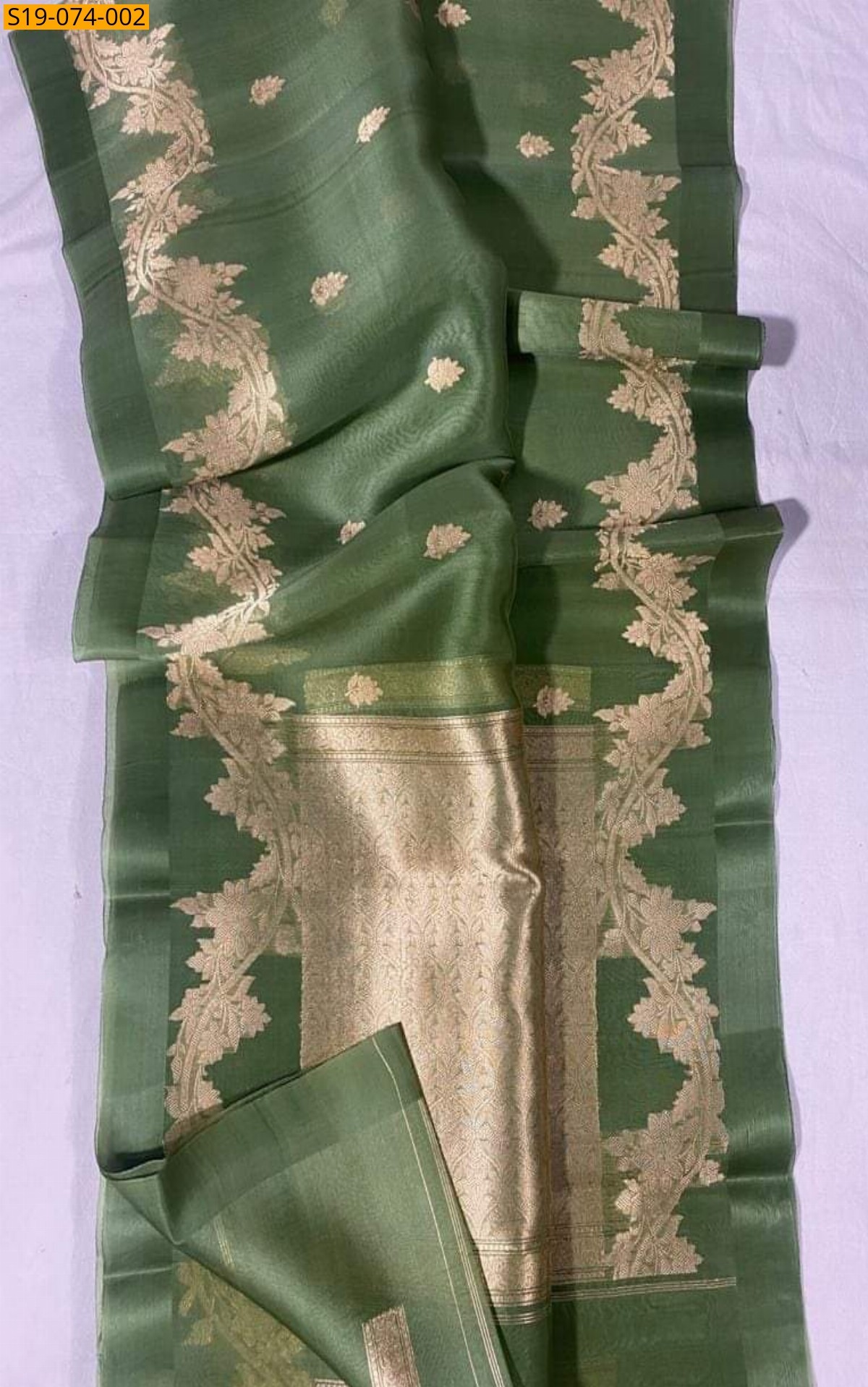 Green Banarasi semi silk  saree