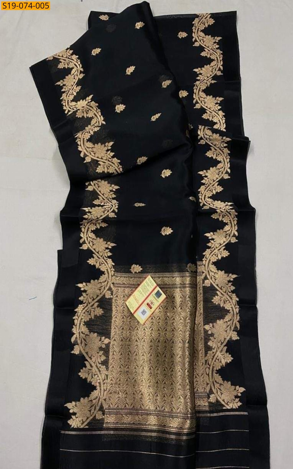 Black Banarasi semi silk  saree