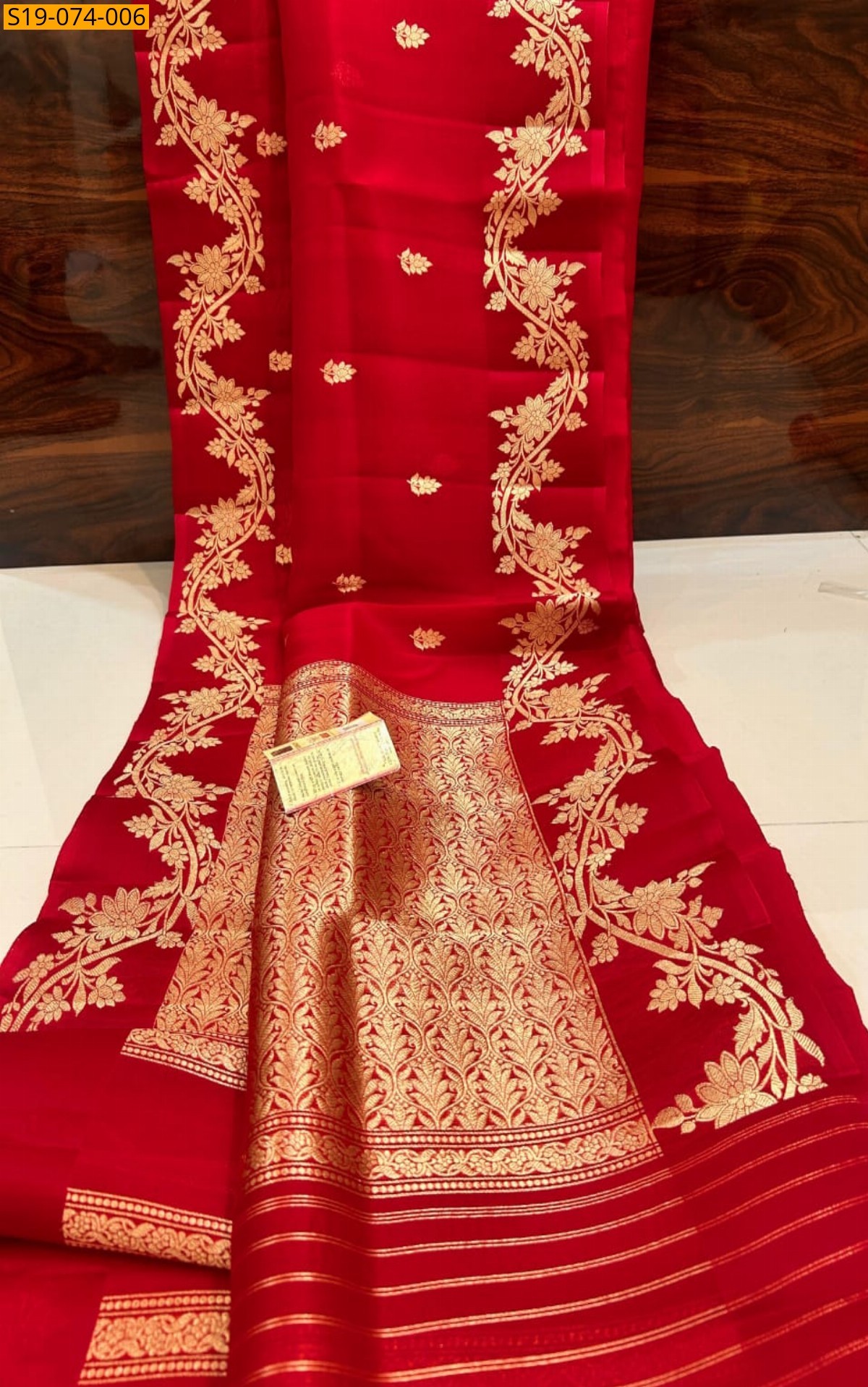 Red Banarasi semi silk  saree