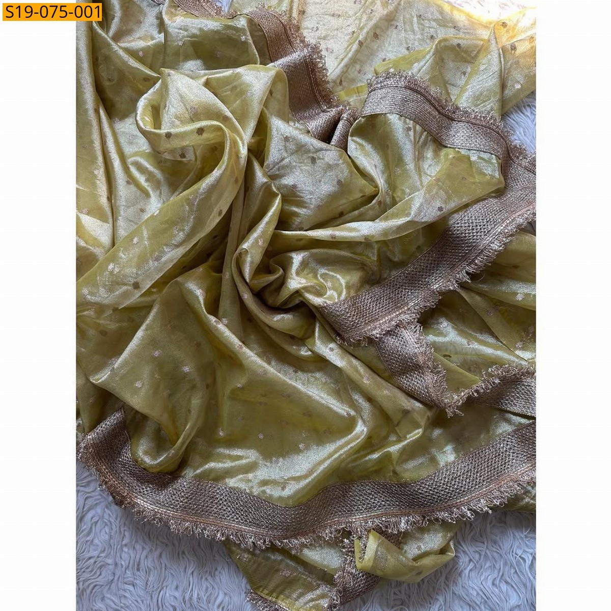 Yellow Banarasi soft tissue saree