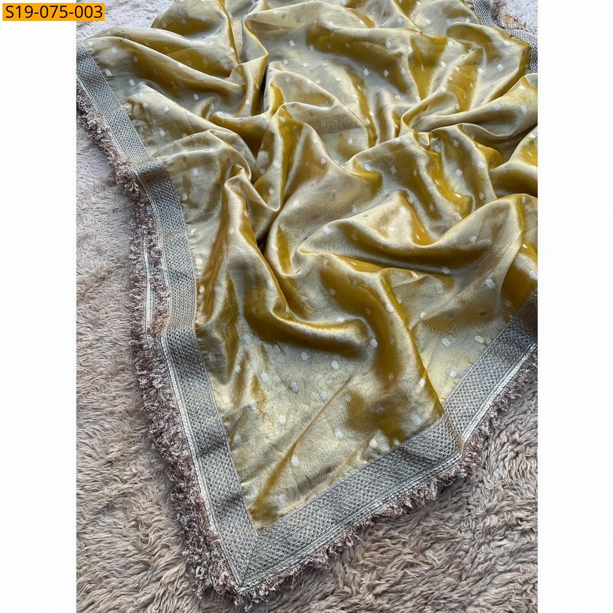 Yellow Banarasi soft tissue saree