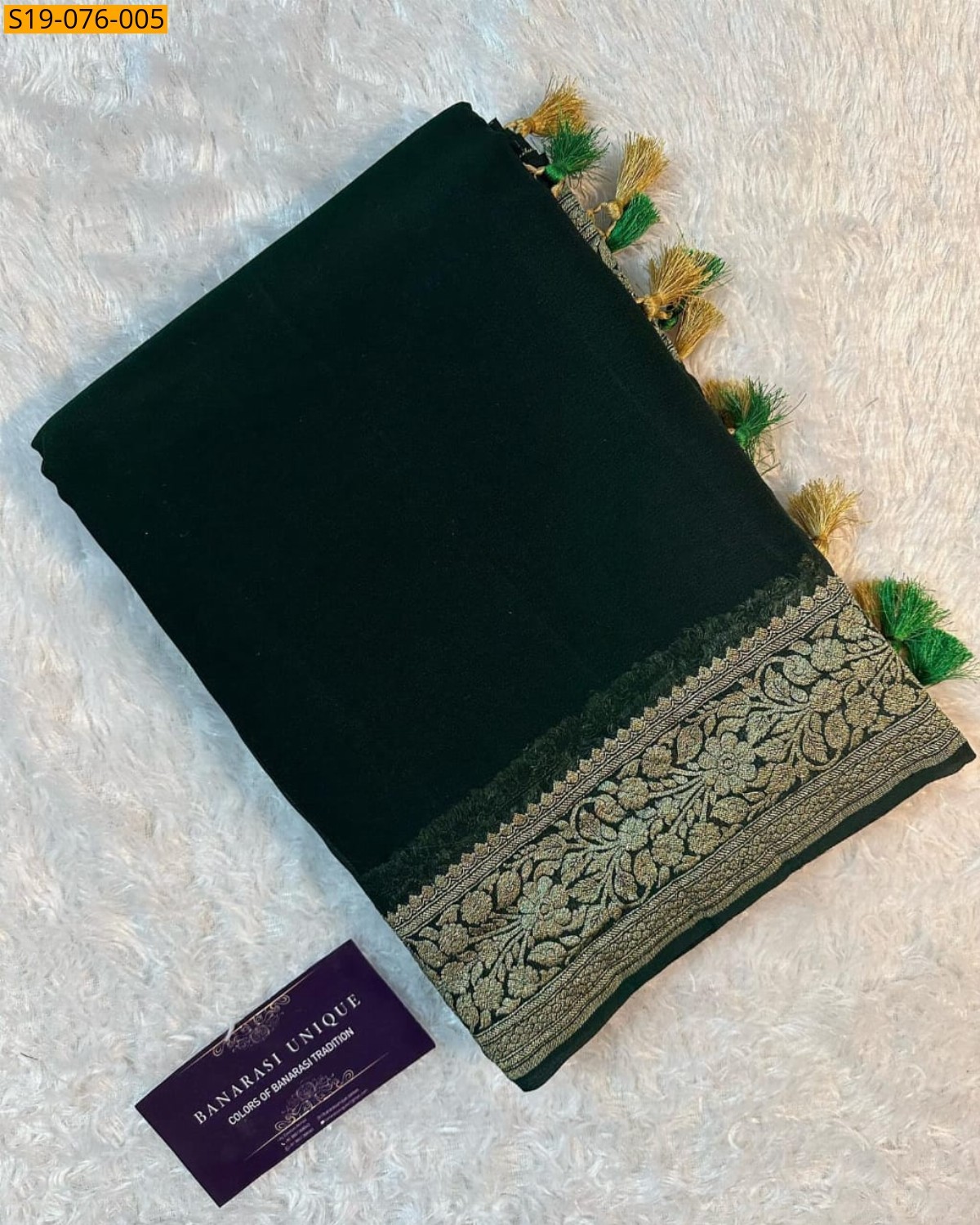 Green Fancy Banarasi warm silk saree