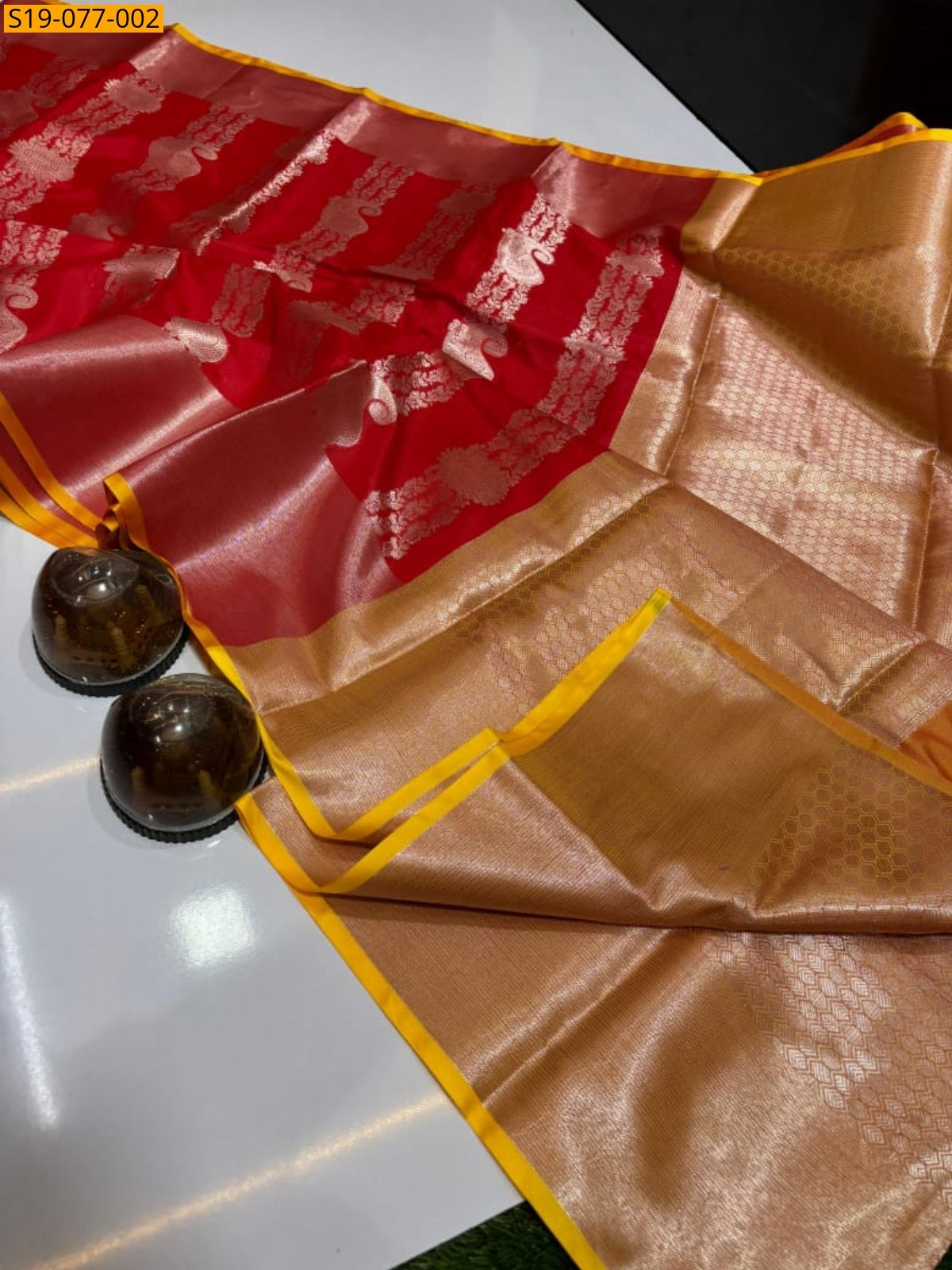 Red Banarasi warm silk saree