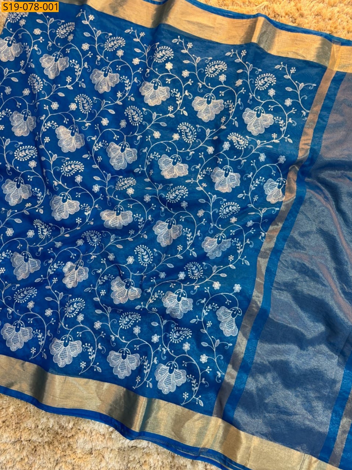Blue Banarasi  organza silk  saree