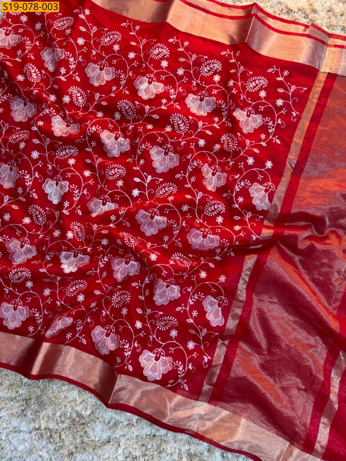 Red Banarasi  organza silk  saree