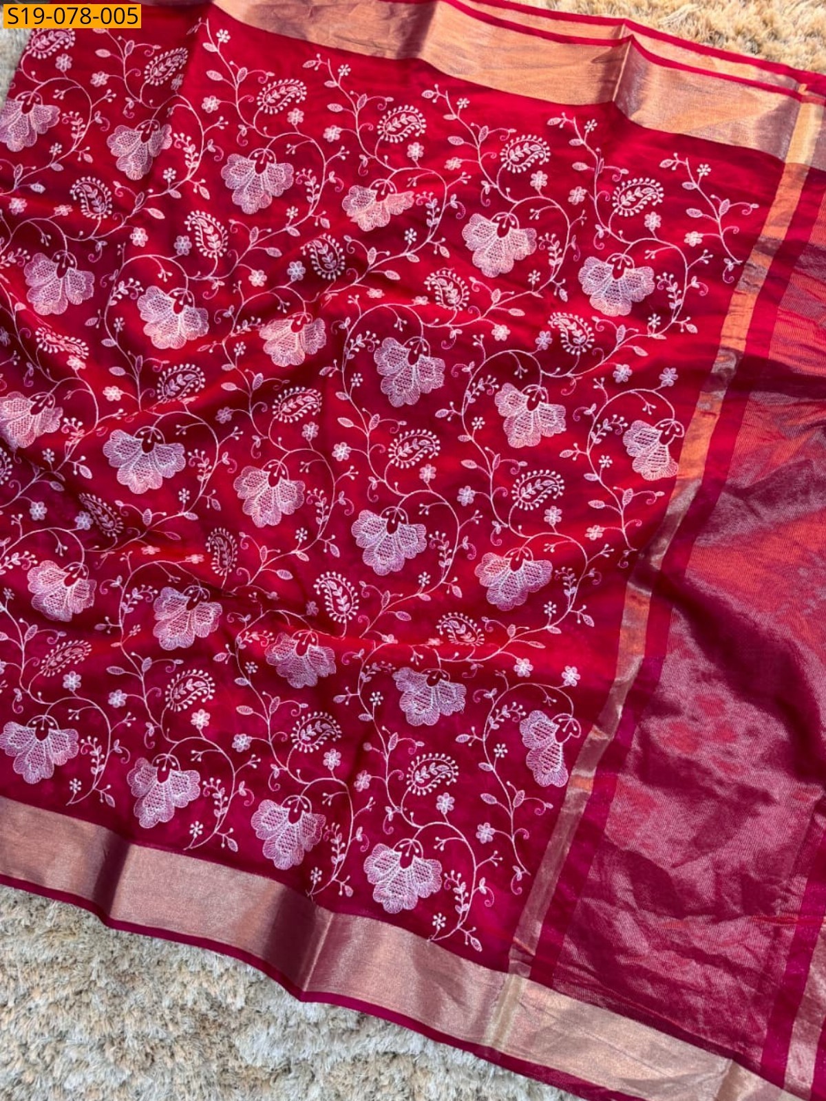 Pink Banarasi  organza silk  saree