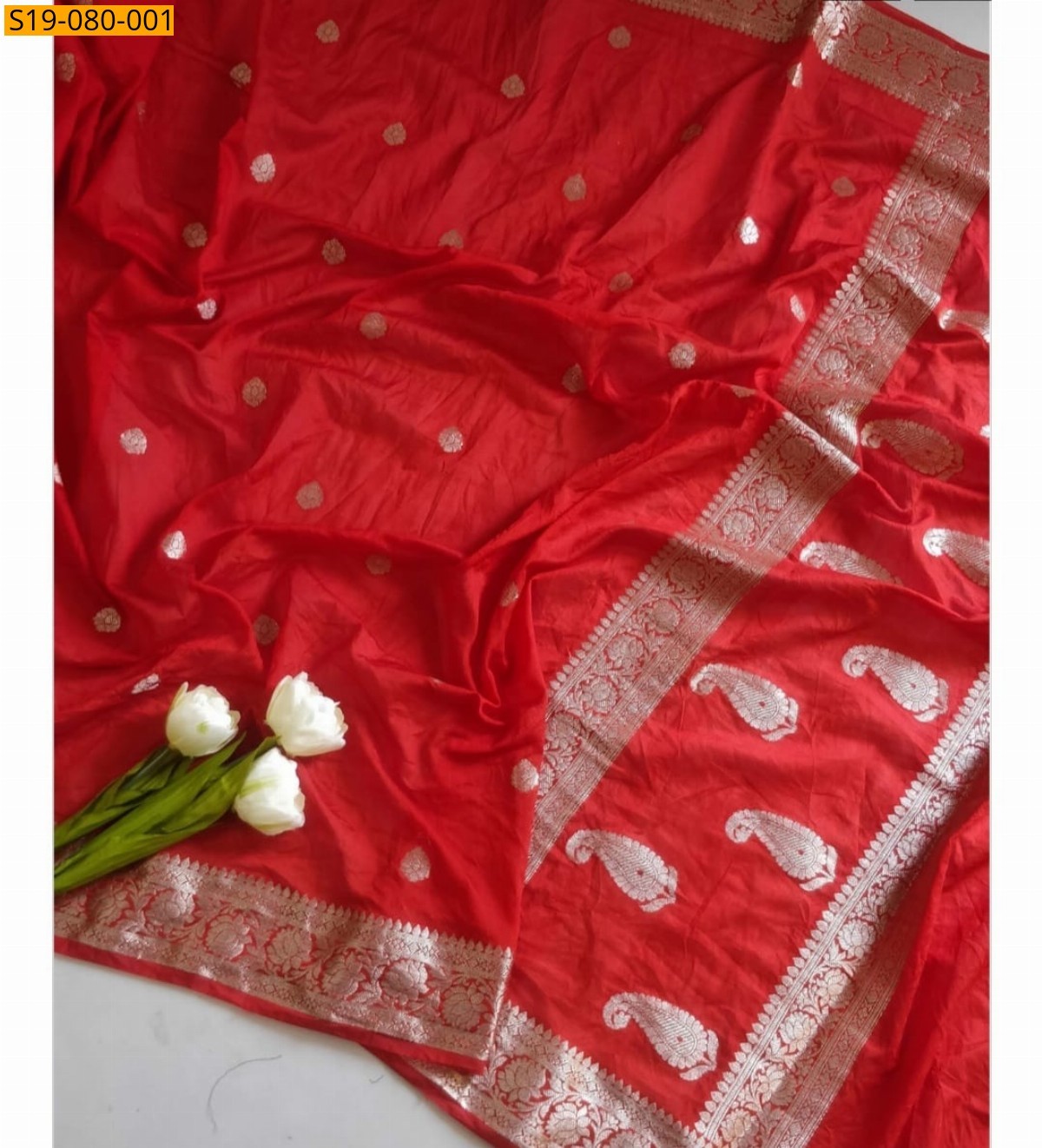Red Fancy georgette silk  saree