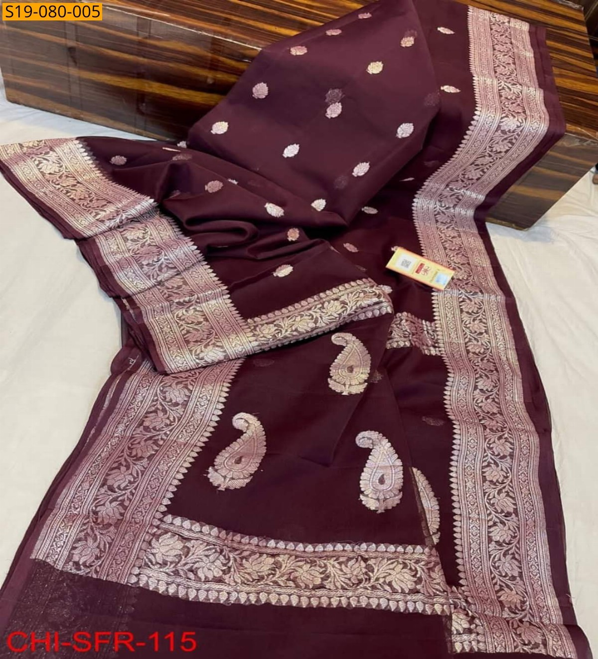 Brown Fancy georgette silk  saree