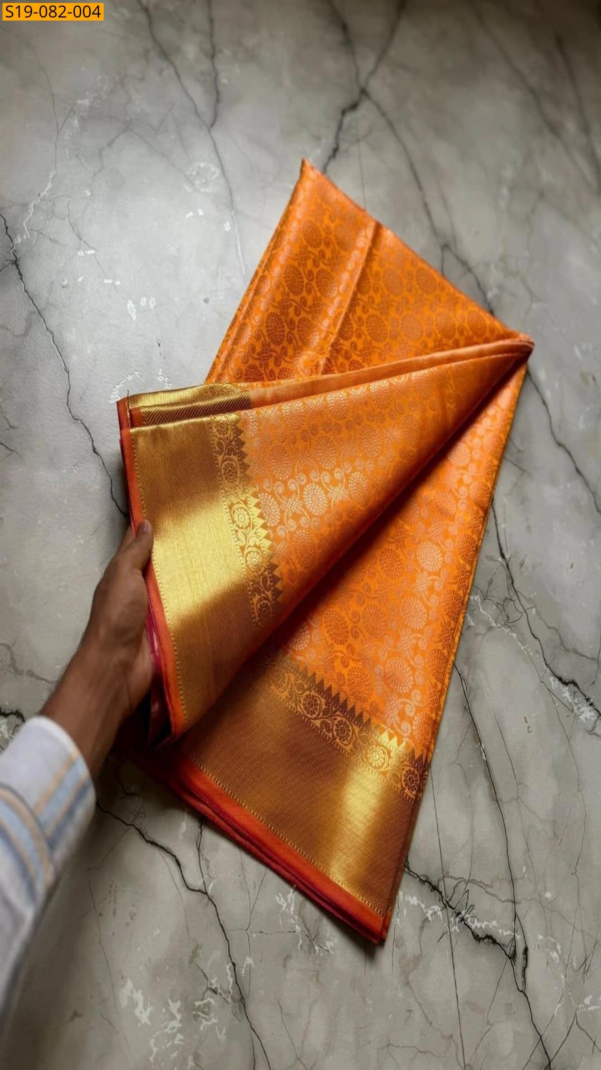 Orange Fancy kanchii silk tissue sarees 