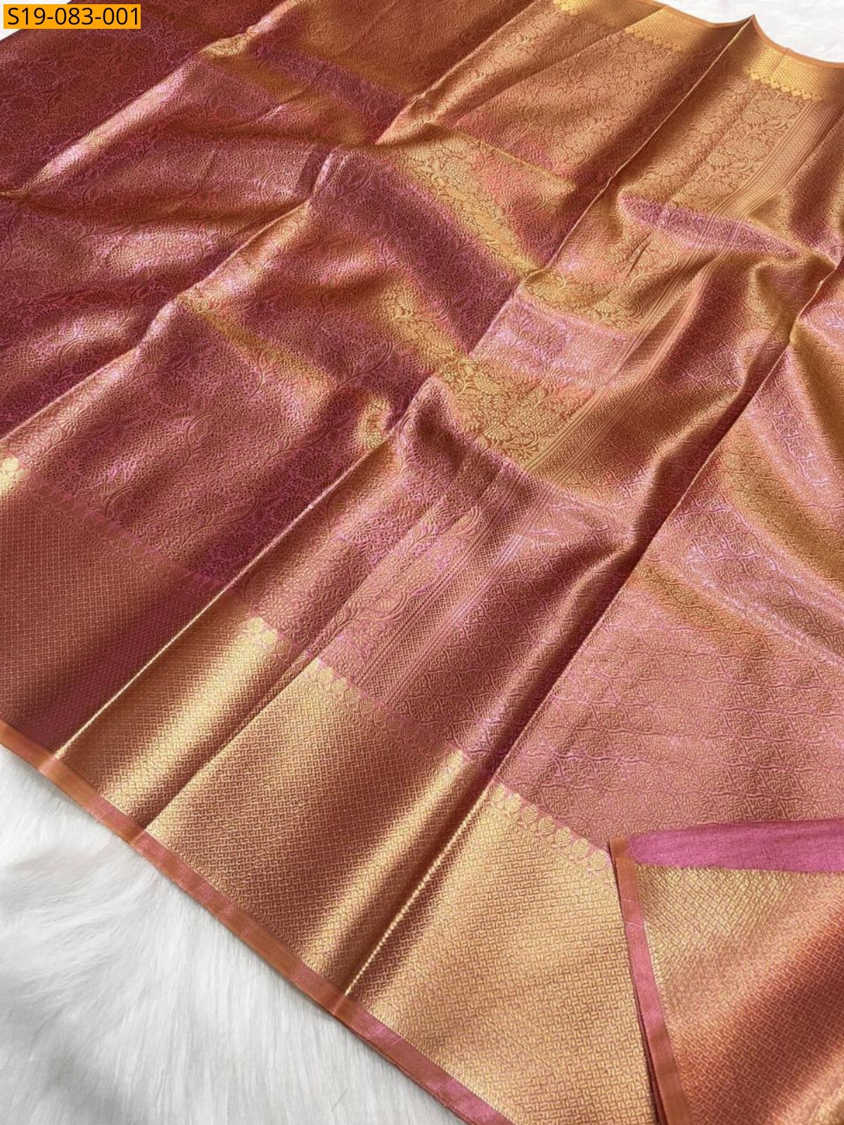 Pink Fancy Banarasi silk tissue saree