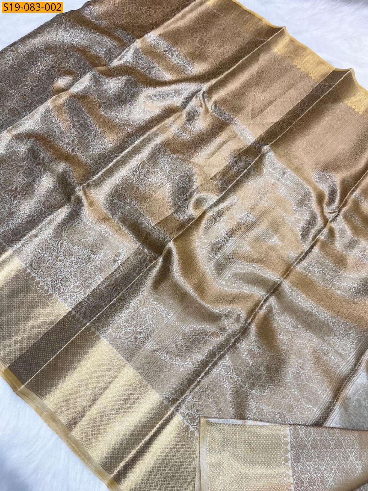 Grey Fancy Banarasi silk tissue saree