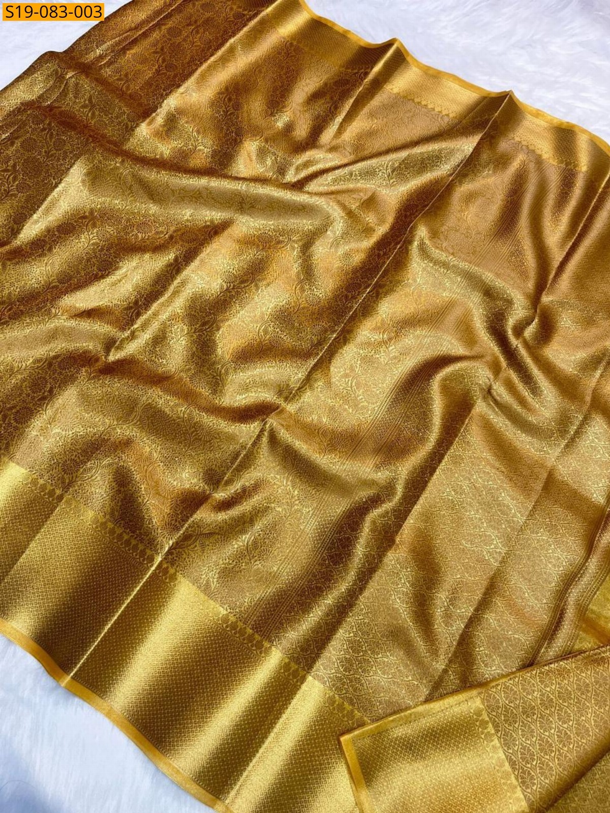 Gold Fancy Banarasi silk tissue saree
