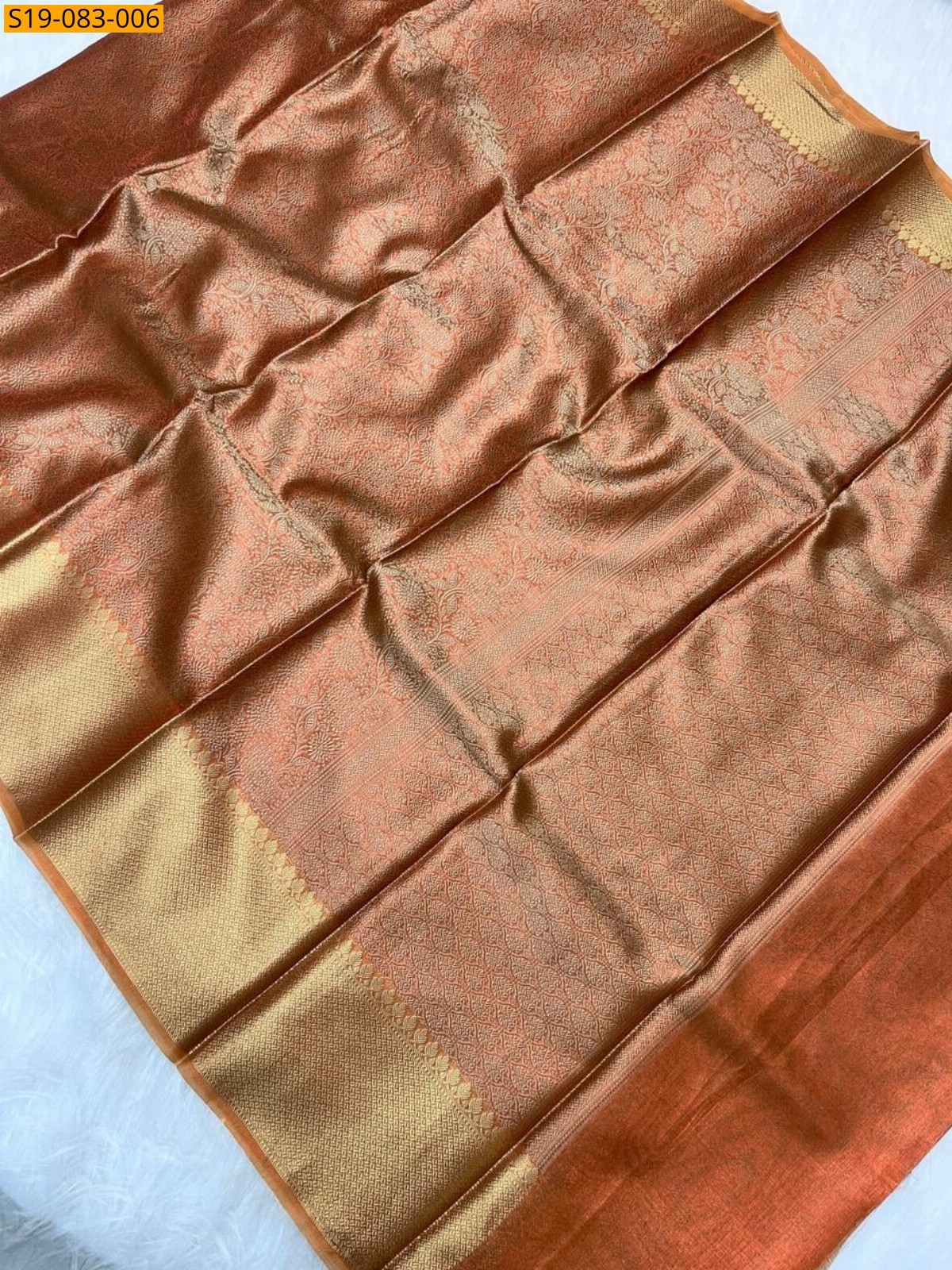 Mustard Fancy Banarasi silk tissue saree