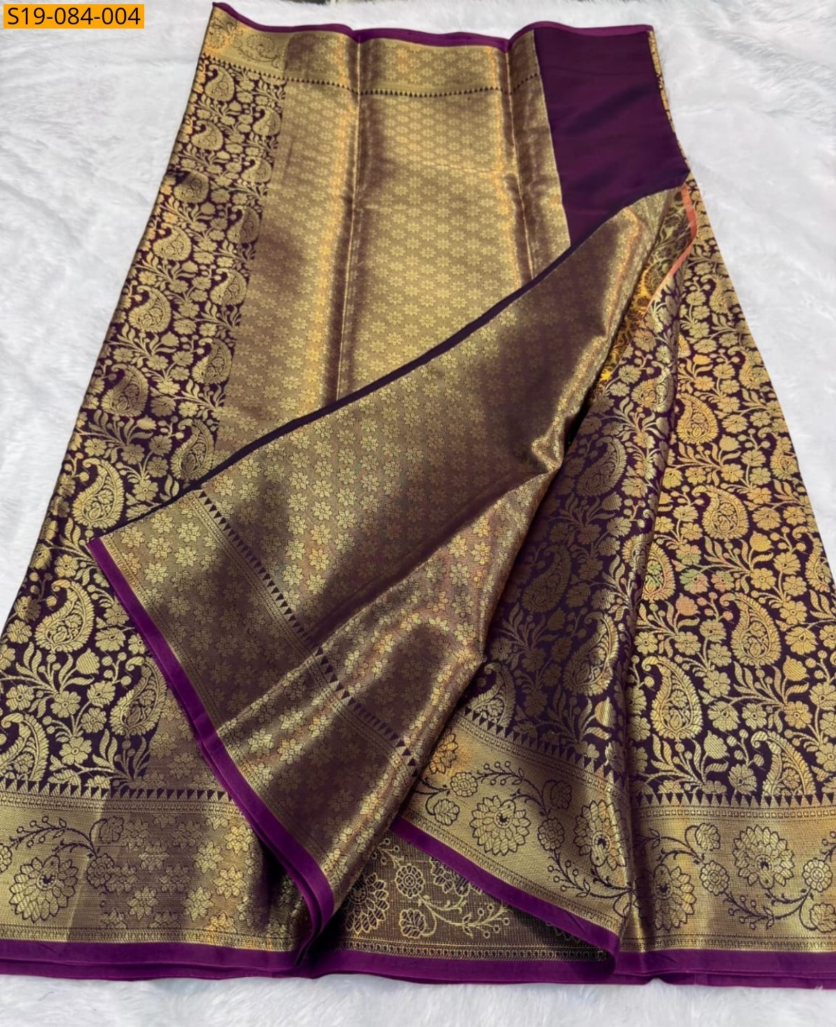 Violet Fancy Banarasi semi silk tissue saree