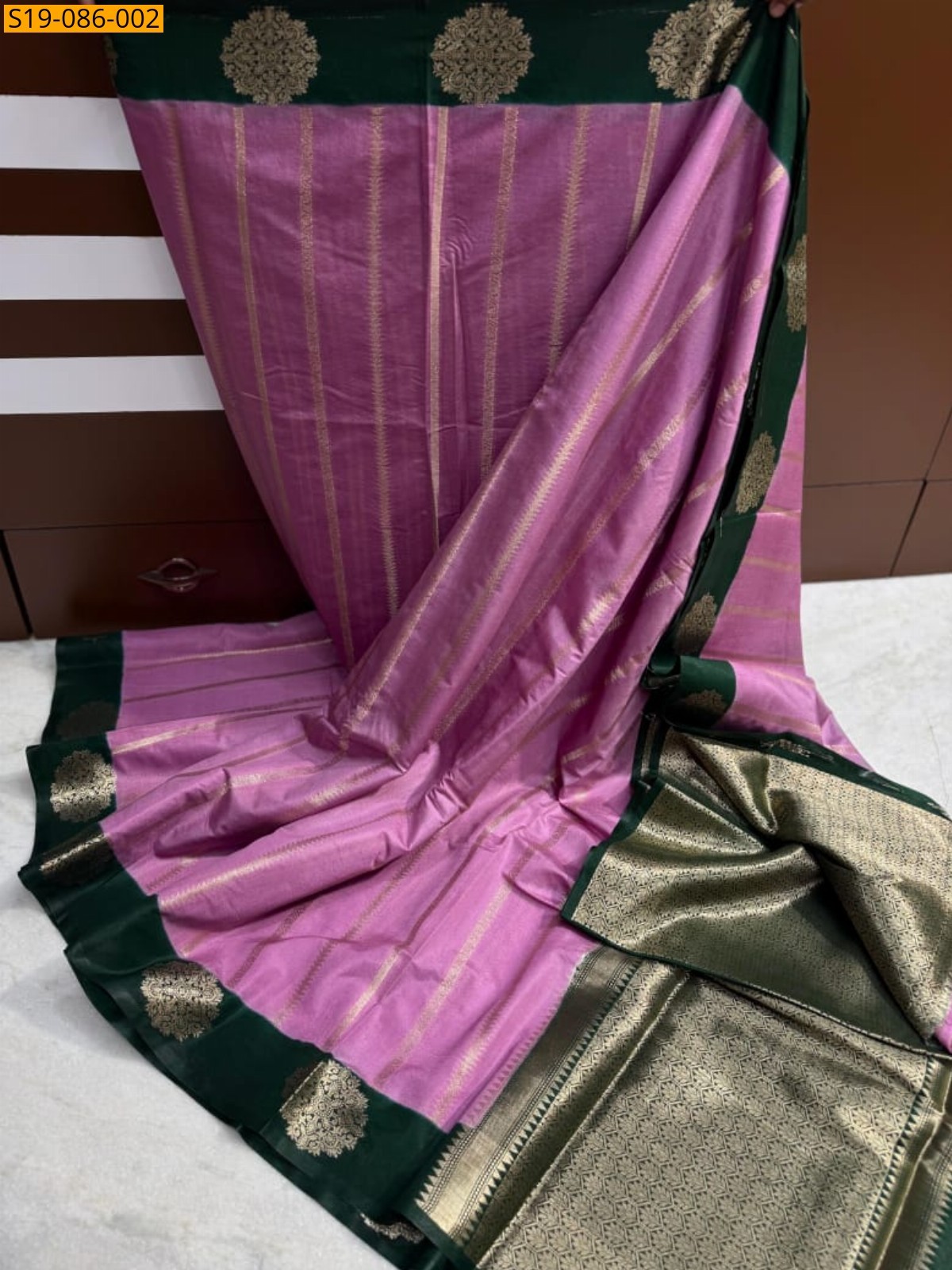 Pink Banarasi dupion silk saree